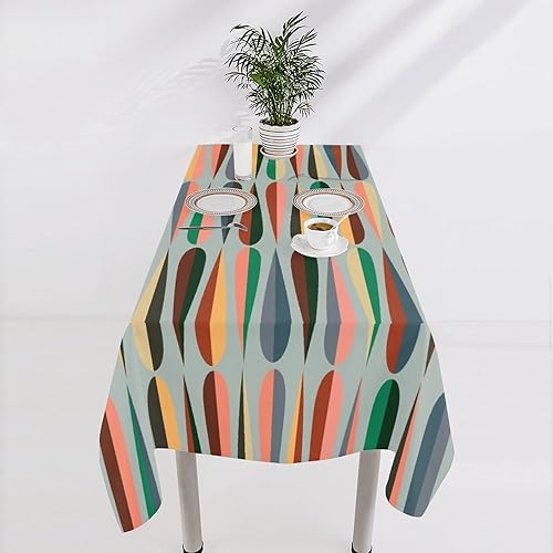 Miniatura 1246 de Mantel floral hippie, diseño retro de los años 70, naranja, rosa, azul, floral, bohemio, estampado estético de margaritas, para fiesta, picnic