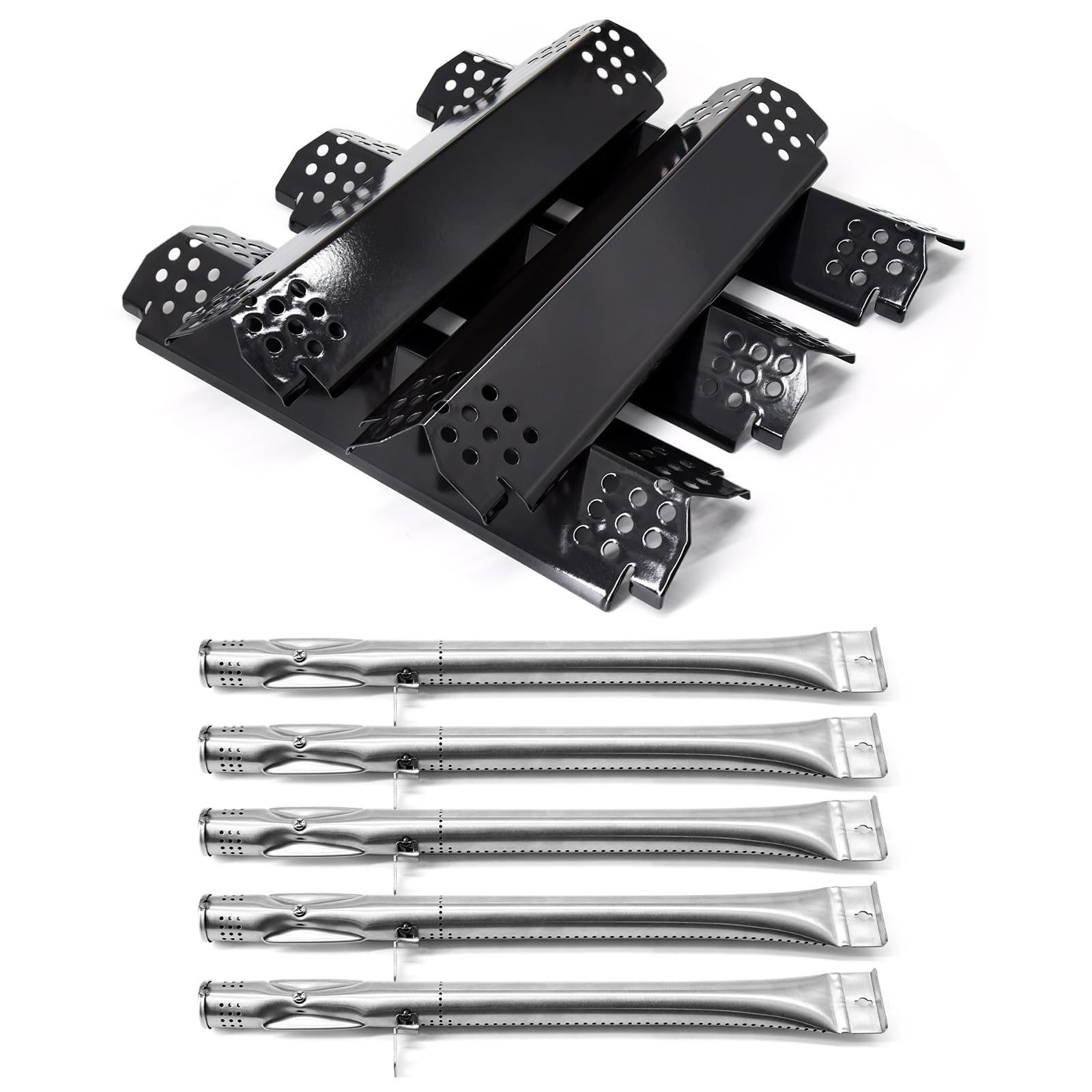 Grillfired Replacement Parts for Nexgrill 720-0888S 720-0830X, 5 Pack Flame Tamer and Burners Replacement for Nexgrill 5 Burner 720-0888S Gas Grill