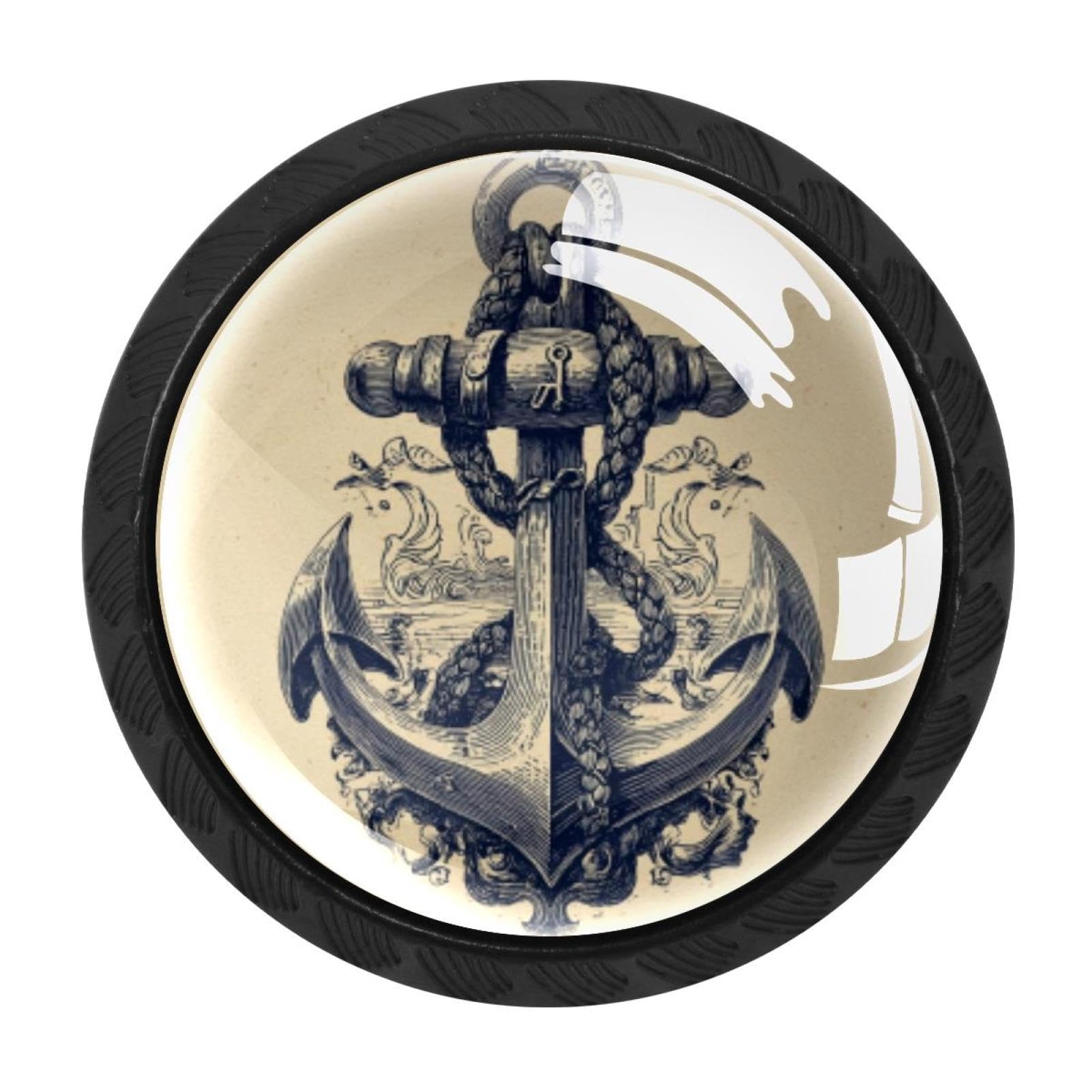 CHENZZZZ 4 Pieces Nautical Anchor (2) Cabinet Knobs Drawer Dresser Pulls Handles for Home Kitchen Office Bathroom Door Kids Room