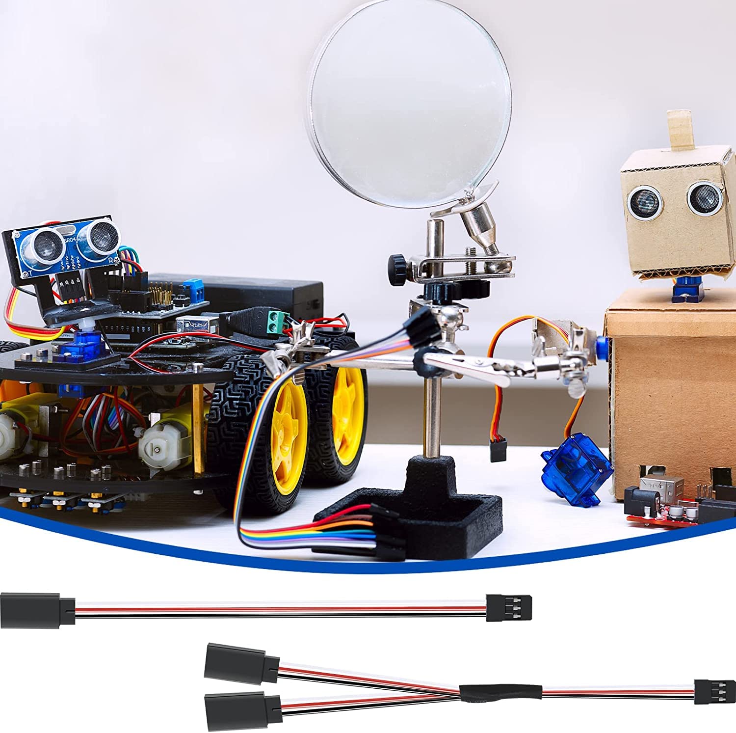 RUNCCI-YUN 9 szt. RC Servo Extension Cable, JR Servo Cable, kabel serwo 3-pinowy JST, przedłużacz JR, 3 rozmiary 15 cm (kabel 1 do 2 Y i 1 to 3 kable)
