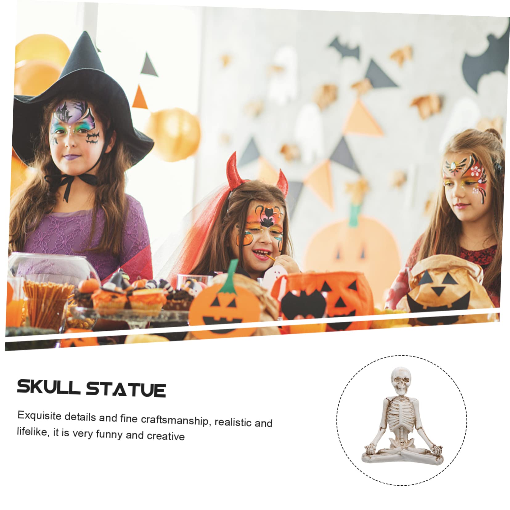 TOPBATHY 3 Piezas Cráneo De Yoga Estatua De Esqueletos De Yoga Estatuillas De Halloween Decoración De Escritorio De Halloween Estatuilla del Día De Los Muertos Estatua De Yoga Resina