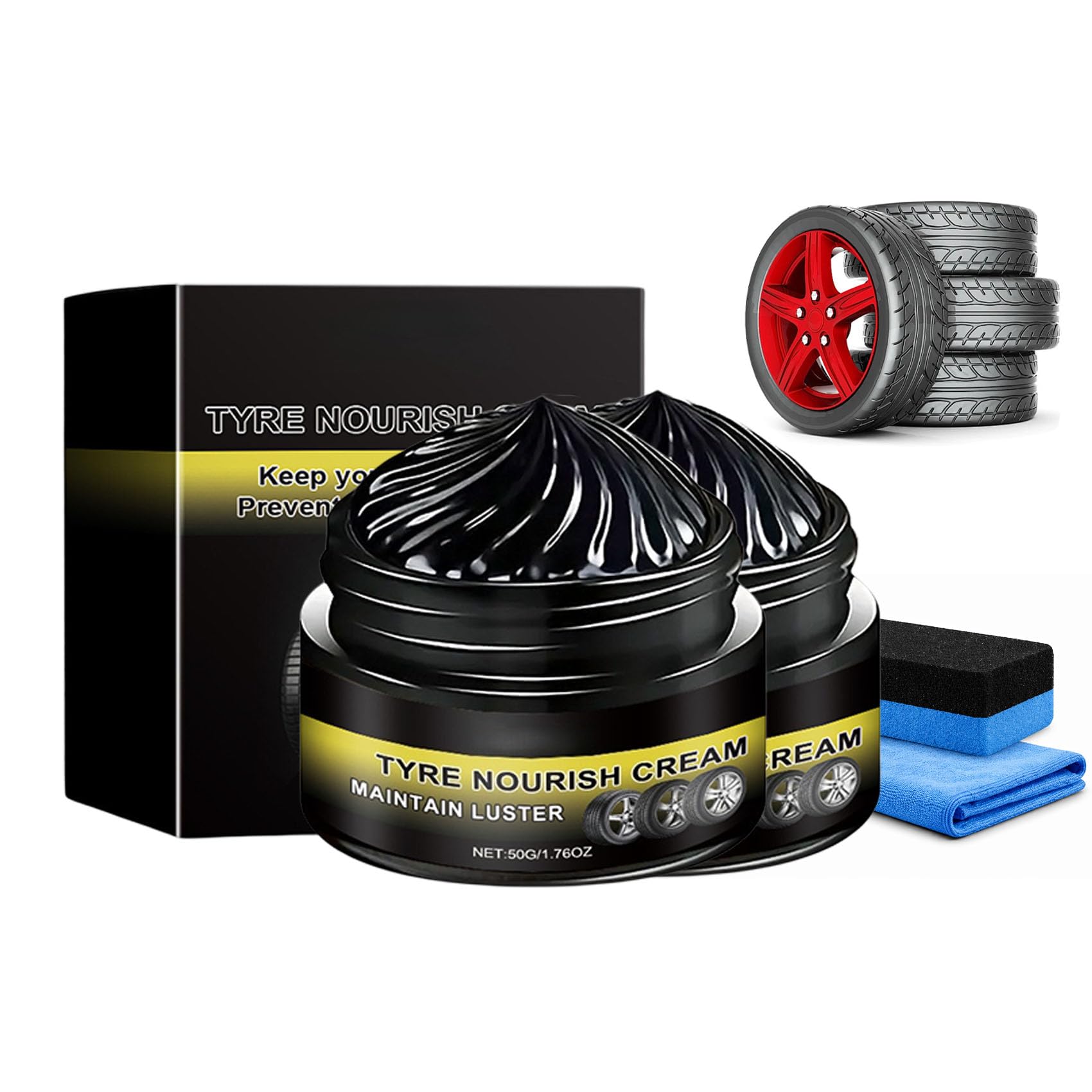 Tire Coating Paste – Restores Deep Black Shine and Protects Rubber & Plastic Tires for Cars, Trucks, SUVs, Motorcycles, and Exterior Trims (2pcs)