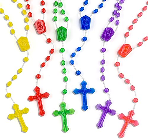 SHAOQINLIN 36 Rosarios de plástico, rosarios a granel de 17 pulgadas, rosarios de plástico para oración, rosario de plástico surtido, rosarios de