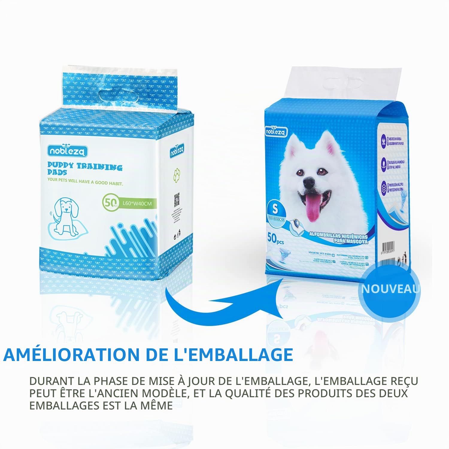 Nobleza - 50 x Tapis hygiénique d’entraînement pour Chiens. Ultra Absorbant. 40cm*60cm. 50 unités.
