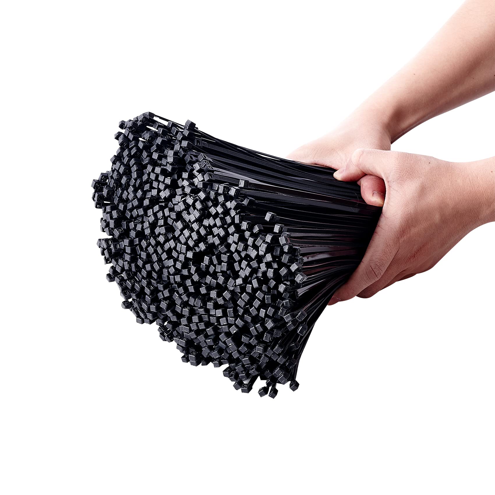 Cable tie, 12 inch black zipper tie, tensile strength 40 pounds, self locking nylon tie for indoor and outdoor use, plastic tie for offices, gardens, and workshops