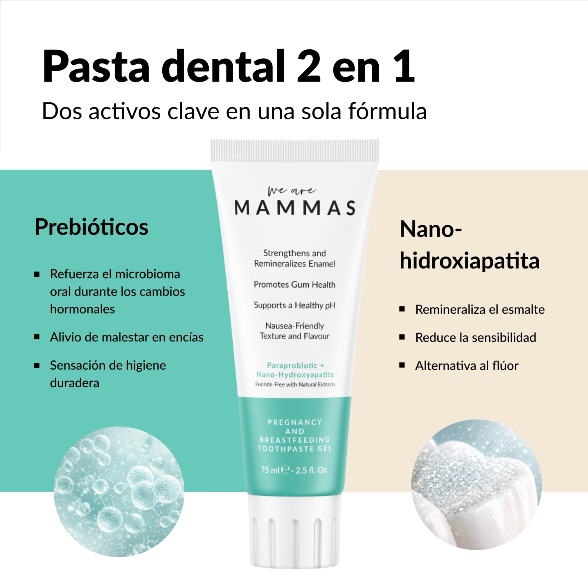 Pasta De Dientes Sin Fluor Con Hidroxiapatita Prebiotica Encías Sensibles Embarazo Postparto Pasta Dental Natural Aloe Vera Xilitol Extractos Botanicos Cuidado Flora Oral Blanqueador Suave 225 ml
