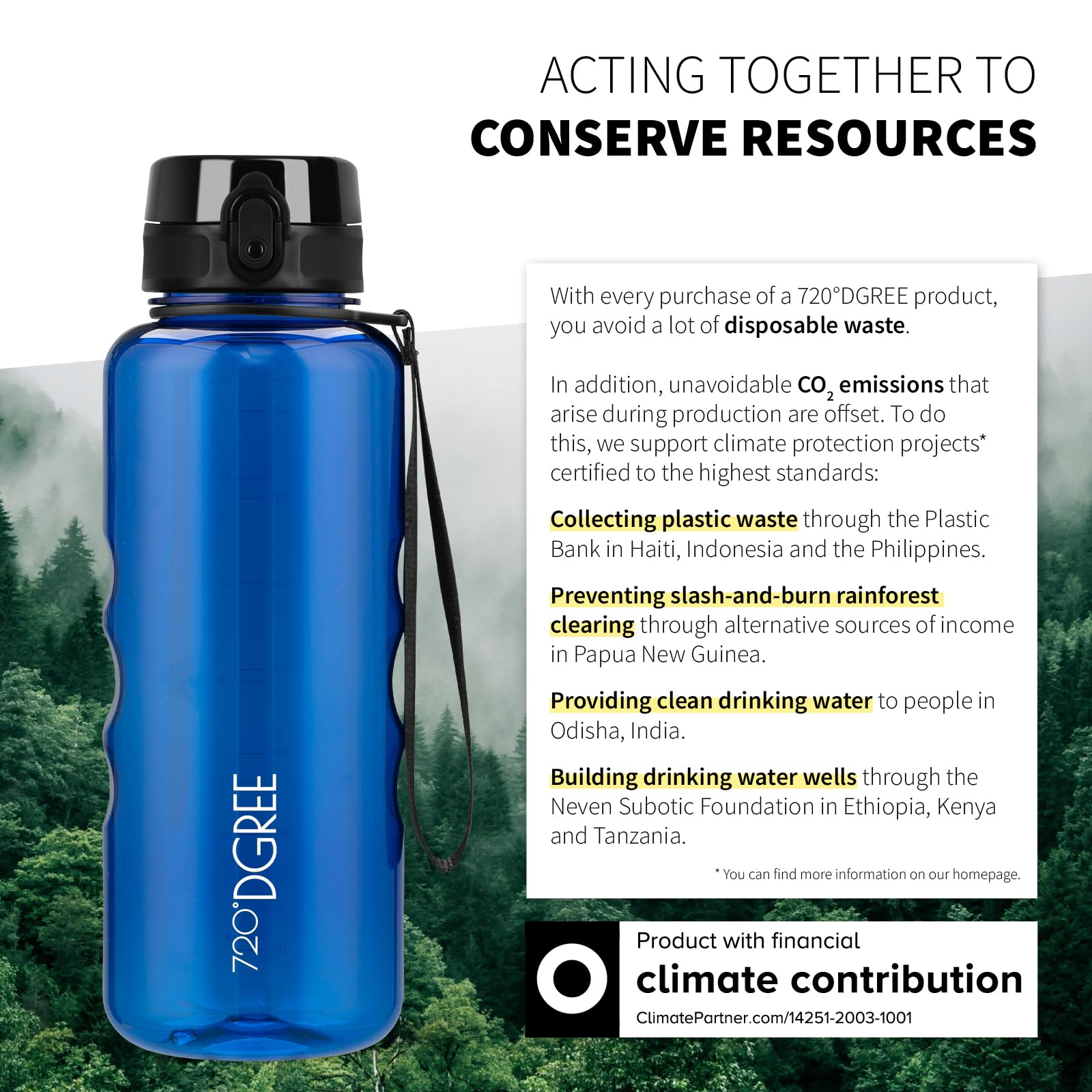 720°DGREE Water Bottle 1.5l “uberBottle“ crystalClear +Sieve, BPA-Free, Leakproof, Reusable Drinking Bottle - Image 5