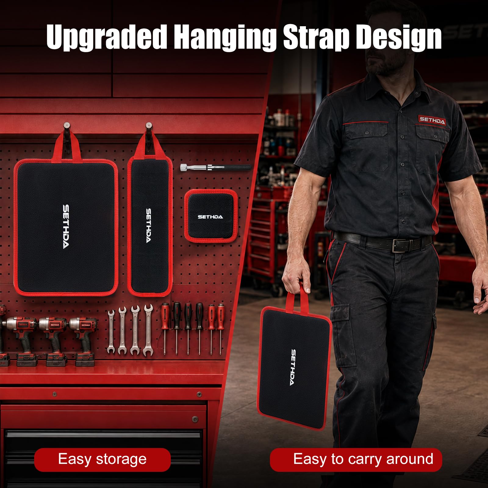 Set di 3 tappetini magnetici per attrezzi, con forte magnete per | Con strumento magnetico per pick-up da 4,5 kg, morbido PVC antigraffio, impermeabile, facile da pulire per riparazioni auto e