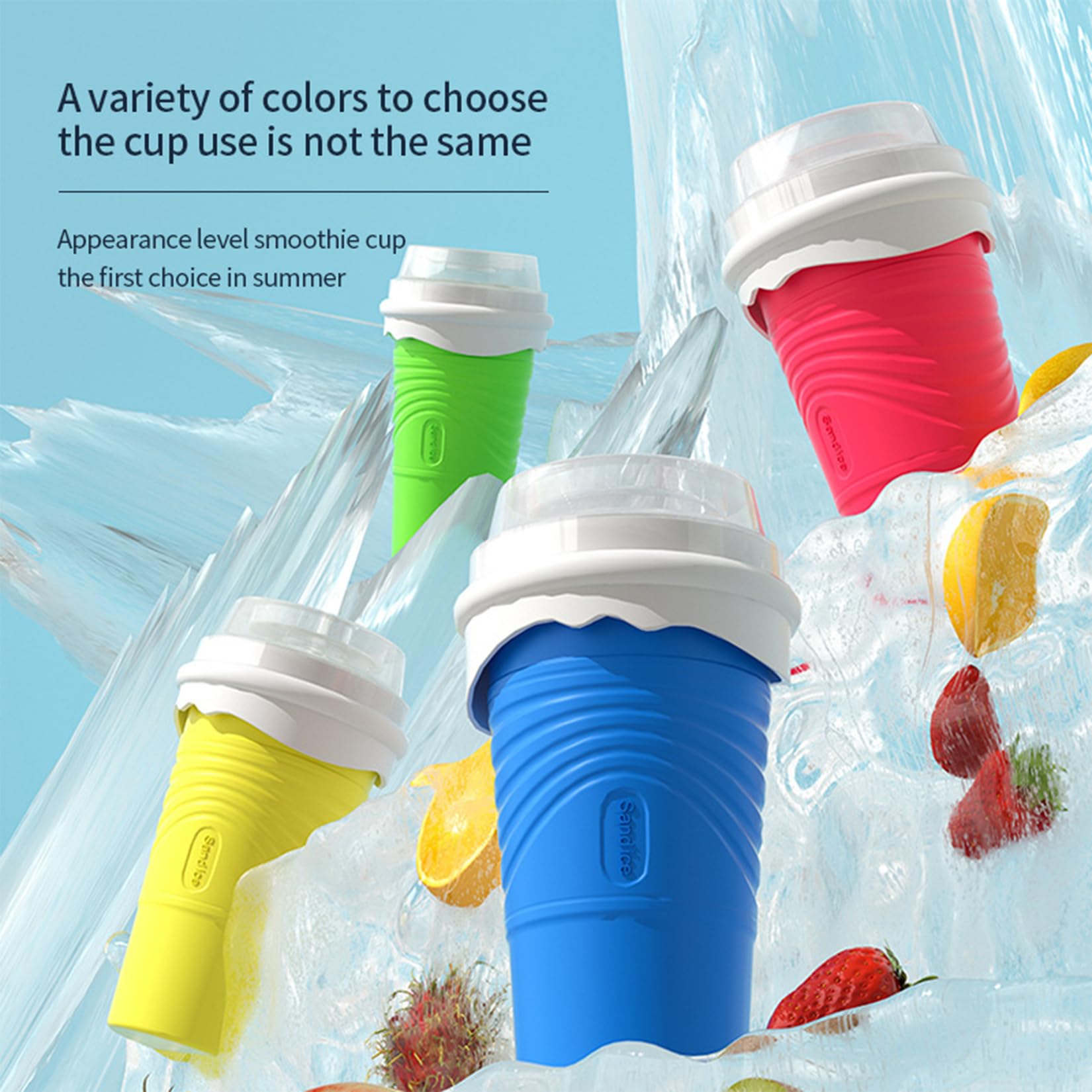 Slushy Maker Cup, Macchina per granita in silicone, Cucchiaio a cannuccia 2 in 1 (con spazzola per tazze) Per Macchina per granita