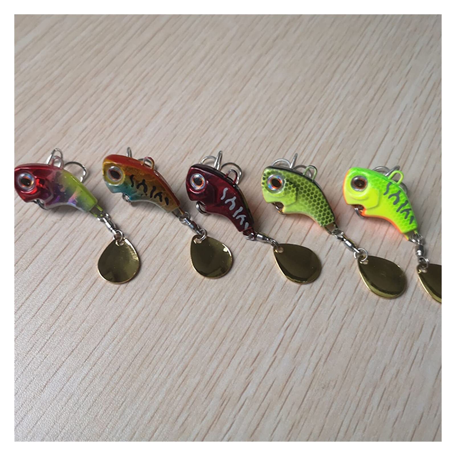 caihuashopping Señuelos de Pesca Rotación de la vibración de Metal Bait Spinner Cuchara de Pesca señuelos Jigs Trout Trout Winter Pesca Cebos Duros Tackle 5pcs Cebos Artificiales