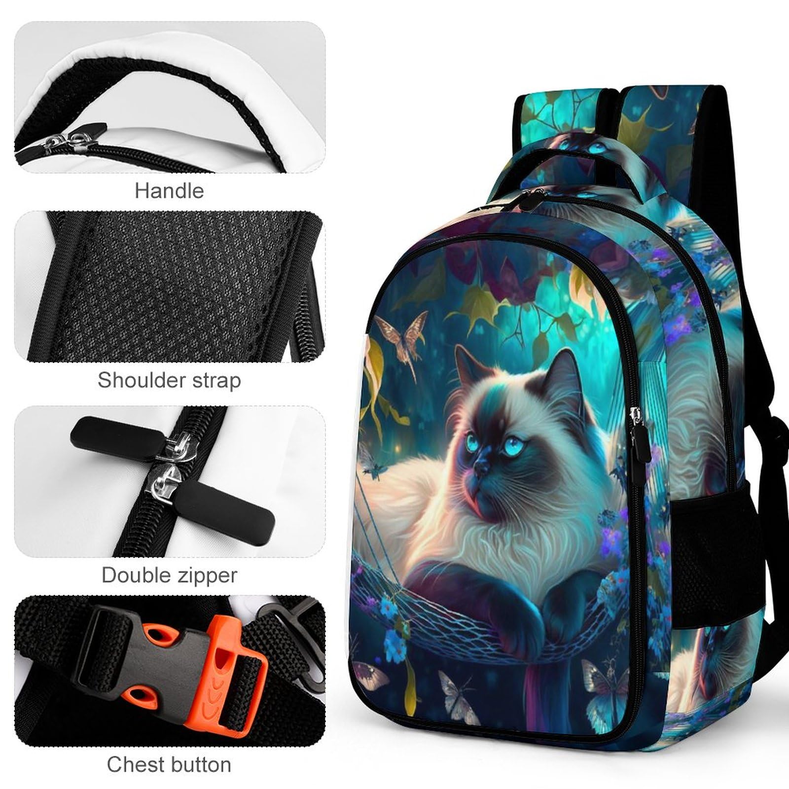 Schulrucksack Jungen Teenager Rucksack Schule Mädchen Schultasche Kinder Schulranzen 5-13 Klasse Süße Katze Ranzen 8-16 Jahre Geschenke Für Jugendliche School Bag for Kids