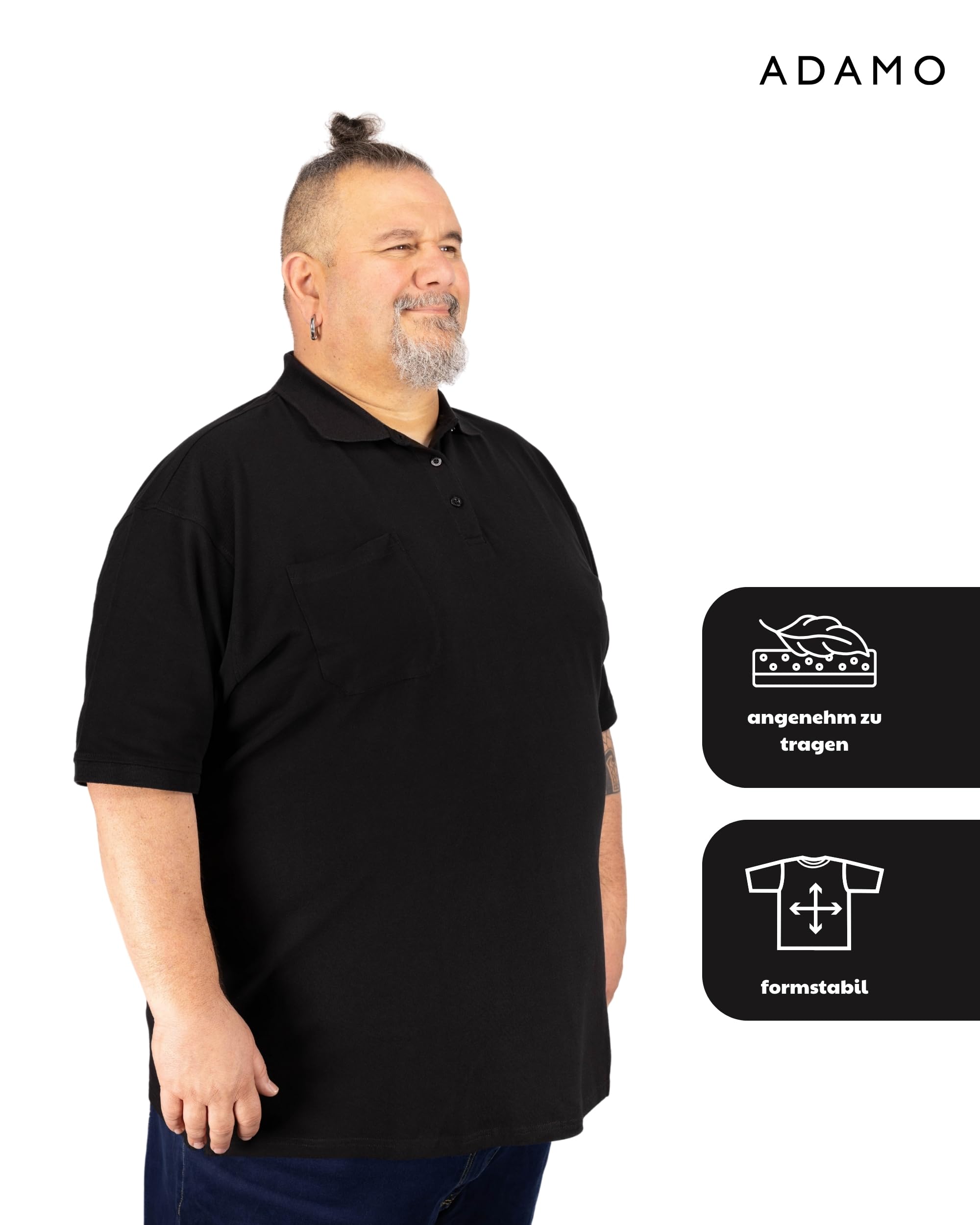 ADAMO Kurzarm Polo Shirt Pique Qualität für Herren in großen Größen bis 10XL