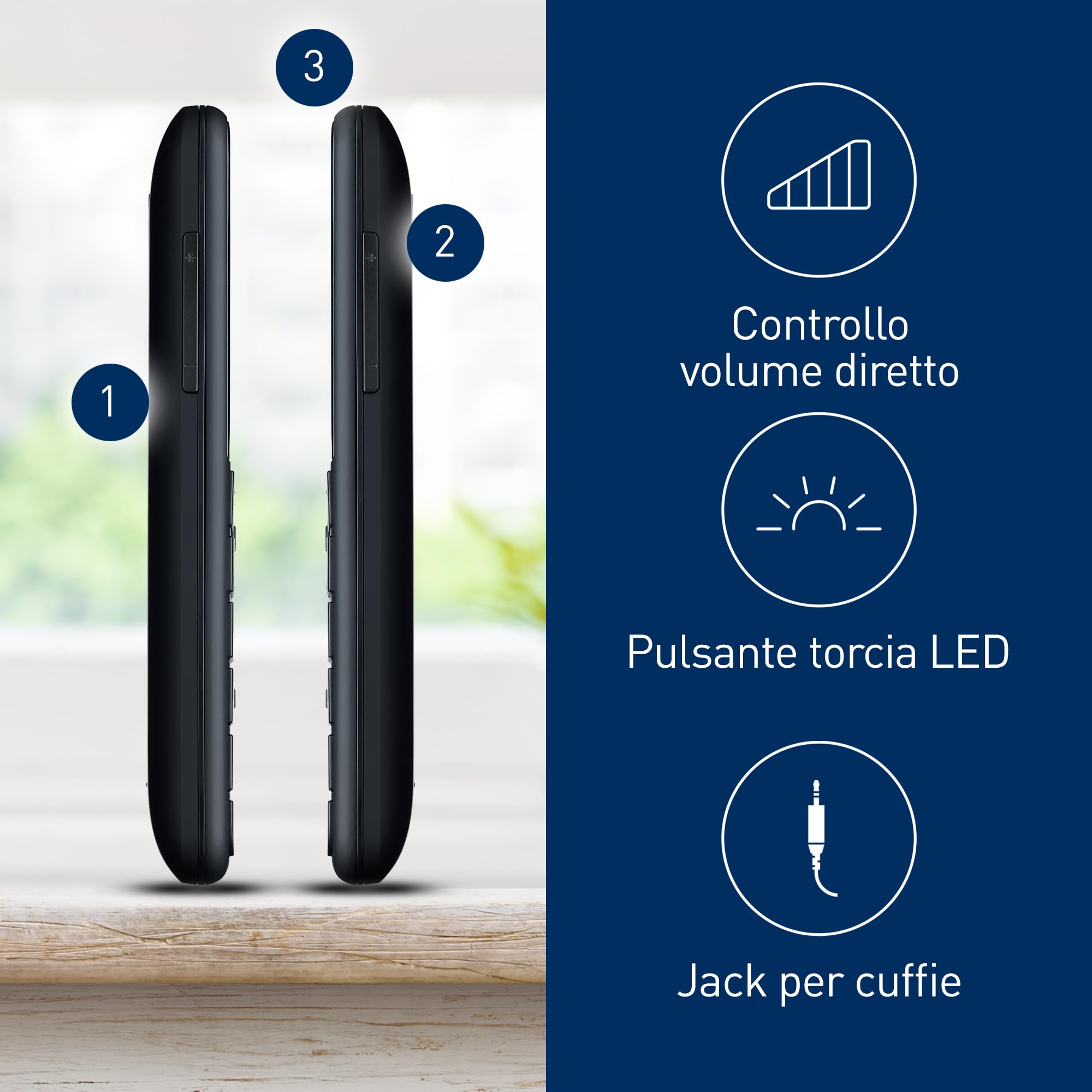 Panasonic KX-TU155EXBN Cellulare per Anziani, Pulsante SOS, Pulsanti Grandi, Compatibile Apparecchi Acustici, Bluetooth, Radio FM, Fotocamera, Base di Ricarica, Nero