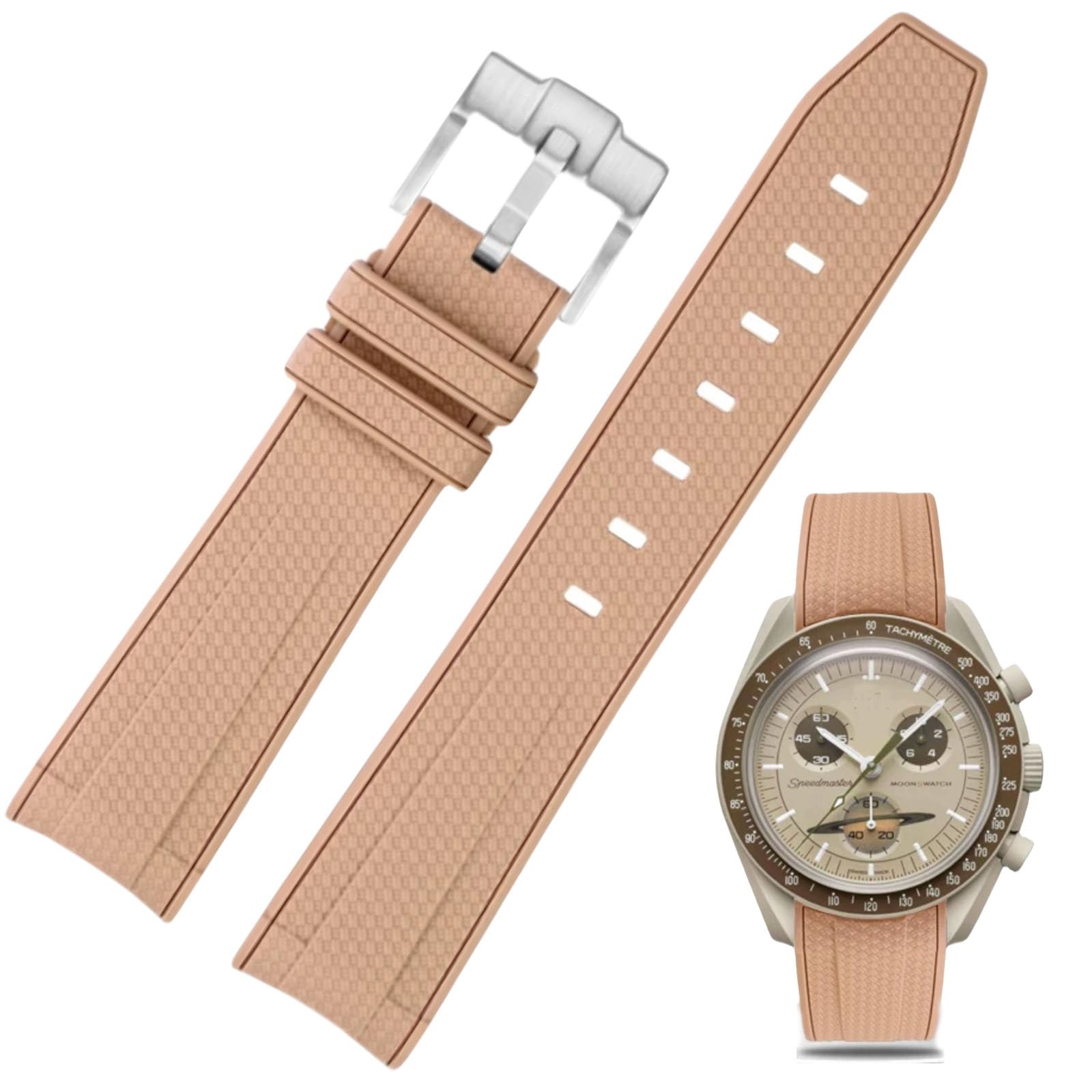 Correa de reloj para reloj Moonswatch, 20 mm, extremo curvado, estilo de tejido, caucho de silicona premium, correa de repuesto de goma de silicona, compatible con Omega XSwatch Moonswatch — view 12