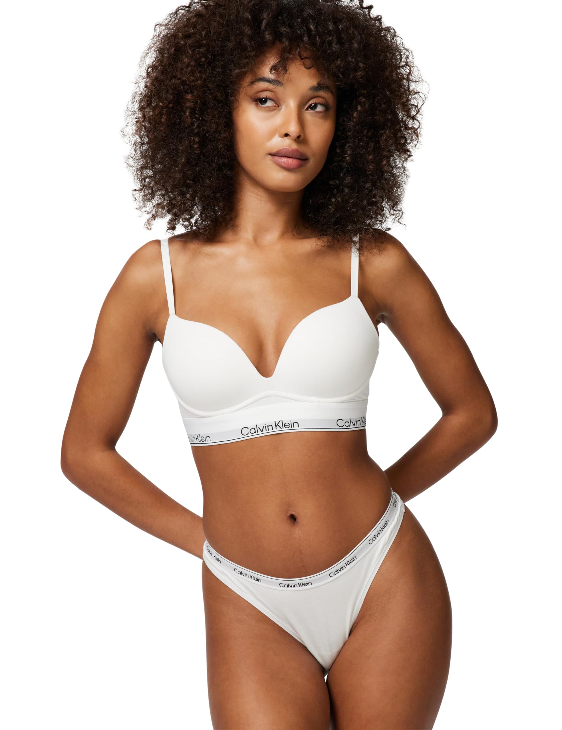 Calvin Klein Women’s Push Up Plunge Padded Bra, White (White), 34B