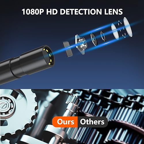 Miniatura 2 de Daxiongmao Boroscopio, cámara endoscopio con luz, endoscopio impermeable IP67, cámara de inspección HD 1080, cámara de boroscopio con luz, cámara de