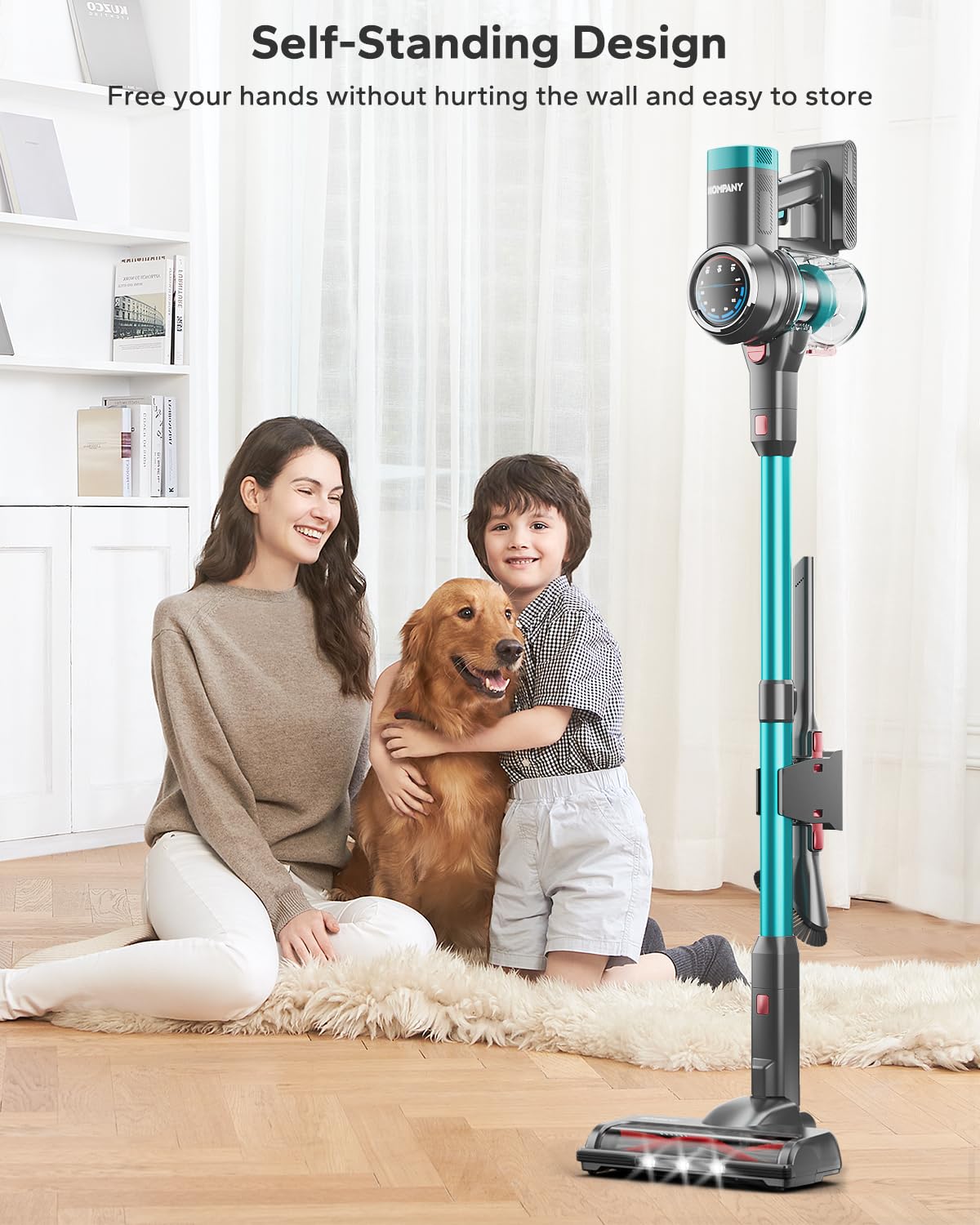 Cordless Vacuum Cleaner, 500W/40Kpa Stick Vacuum with Self-Standing, Max 60 Mins Runtime, Vacuum Cleaner for Home with LED Screen, Upgraded Floor Brush for Carpet/Pet Hair/Hardwood Floor