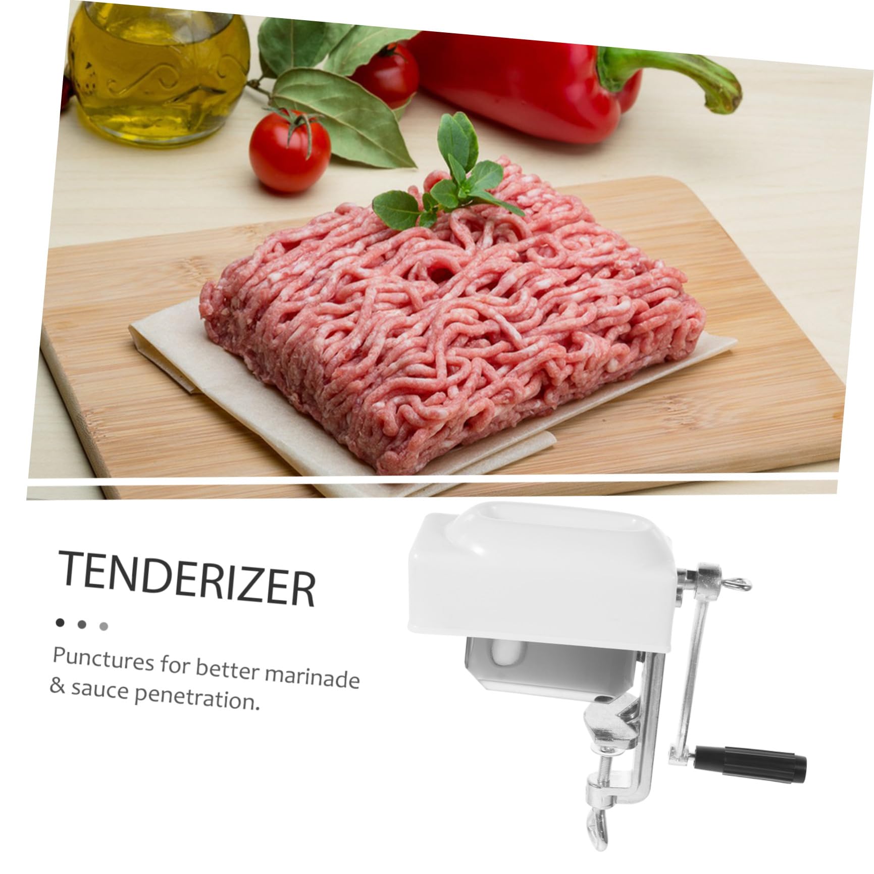 Zerodeko Ablandador de Carne de Metal Beige para Chuletas, Aguja Suelta | Punciones para Mejor Absorción del Adobo, Penetra Fibras, Herramienta Auxiliar de Cocina