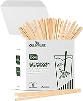Vista 1 de CulinWare Agitadores de café y bebidas de madera de abedul ecológicos, ideales para tu rincón de café. (1000, 5.5 pulgadas)
