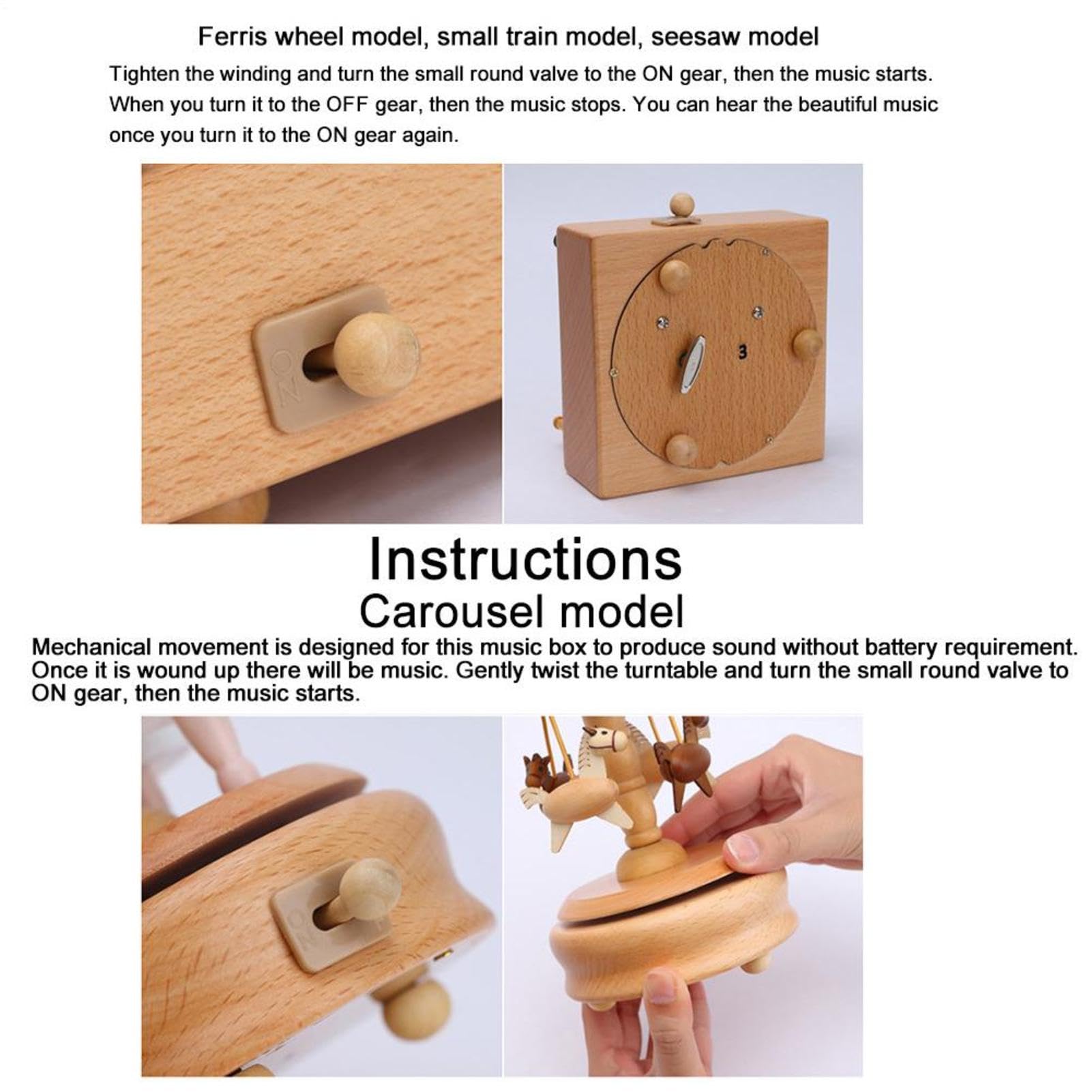 Carillon per bambini, carillon in legno | Scatola musicale per ballerina | del castello di Clockwork - Ornamento da tavolo per la decorazione domestica, regalo di giocattoli per bambini, compleanno di