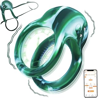 Vibrating Cock Ring, Cock Ring for Male Sex Toy Vibrator, Pleasure Penis Ring Vibrator for Couple, Male Adult Sex Toys with 9 Modes Vibrations (Green)