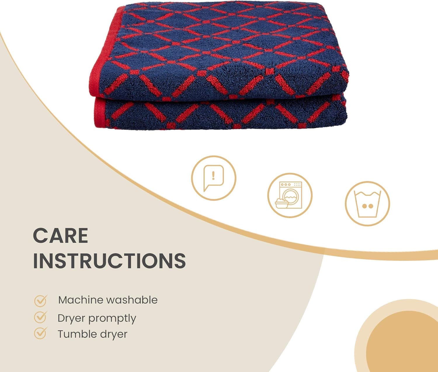 Modern Towel Collection, Combed Cotton Bath Sheets for Shower and Bathroom, Oversized 2-Piece Bath Sheet Set, 30" x 52", Diamond Trellis, Chocolate/Cream by Blue Nile Mills