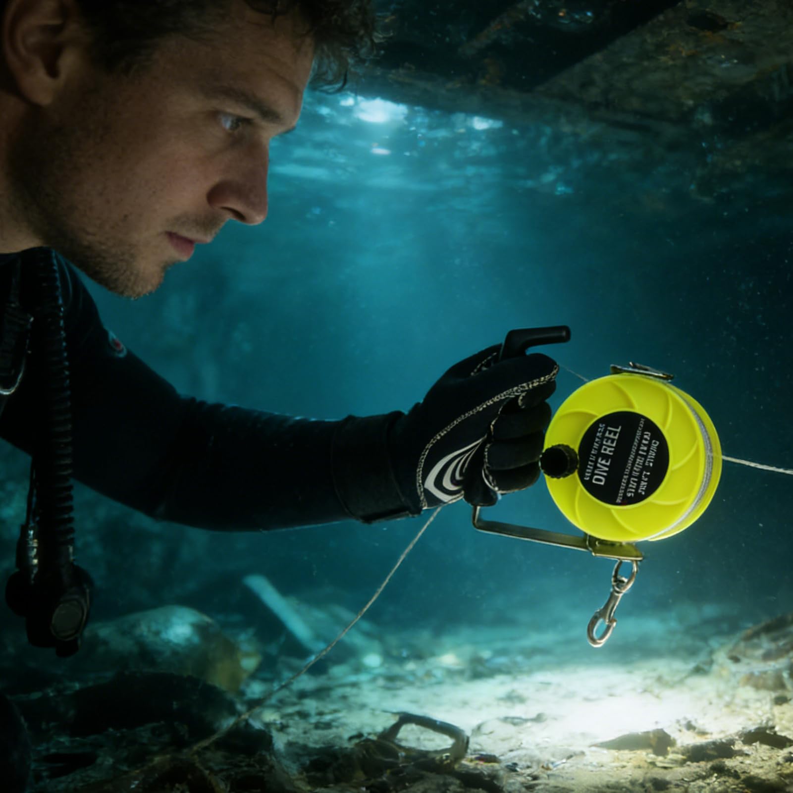 Carrete De Buceo Tirador De Cuerda De Nylon De 88 Metros De Alta | Carrete De Buceo Estable Para Pesca Submarina Embarcación Al Aire Libre Playa Subacuático Mujeres Y Hombres Buceo Con