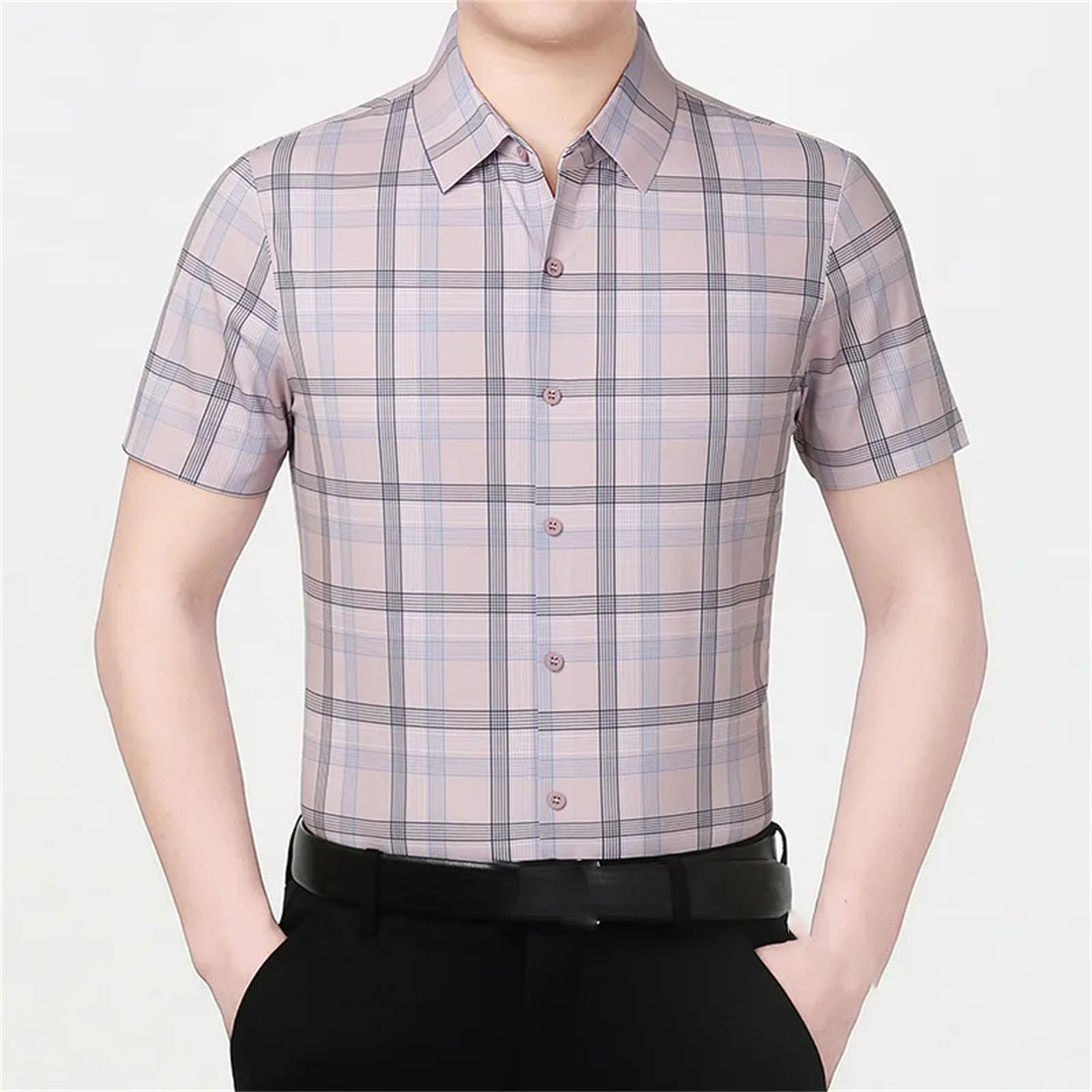 Camisa de manga corta para hombre, de seda de hielo, informal, holgada, cómoda, para uso diario