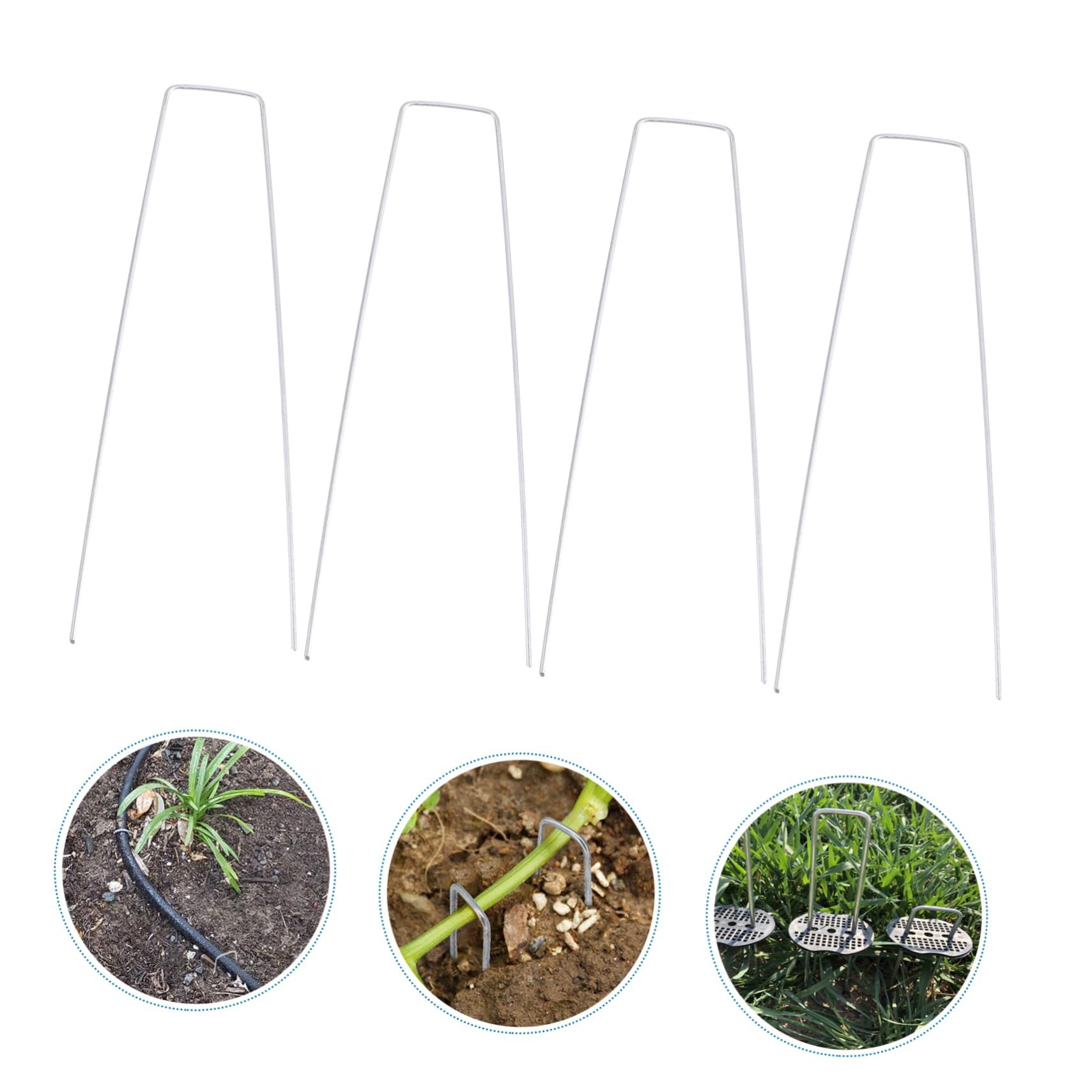 BESPORTBLE 100pezzi Chiodi Da Giardinaggio in Forma u Per Prato e Fissaggio Picchetti Da Giardino Resistenti Anti-ruggine Eccellente Tensione e Tenuta Nel Terreno