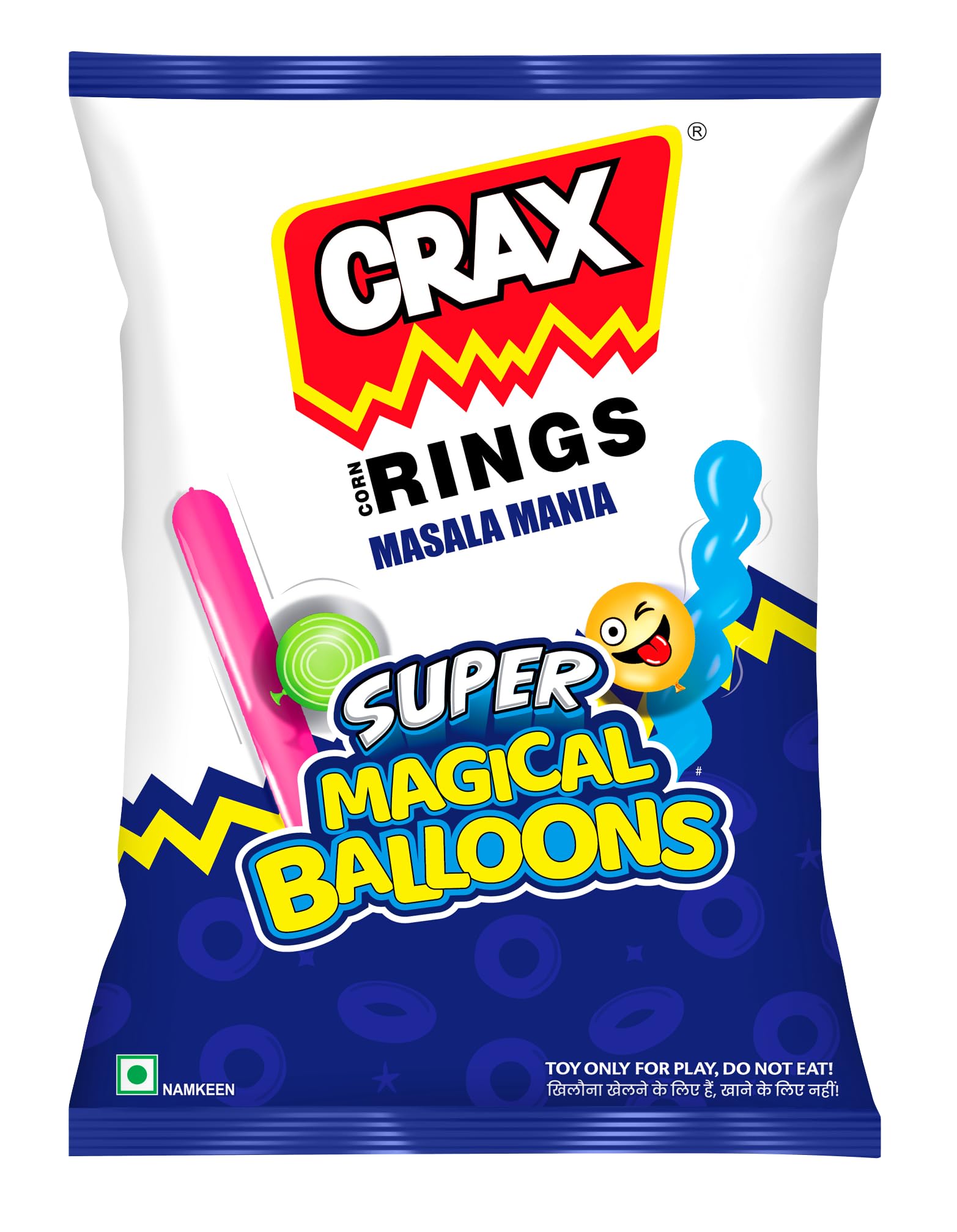 Crax Corn Rings Masala Mania 53 g || 100% Vegetarian || 30% Less Fat II Baked, Not Fried || Guilt-Free Munching || Masala infused II Spicy & Tangy II Exciting Toys Inside II Chalao Taste Ka Chakkar