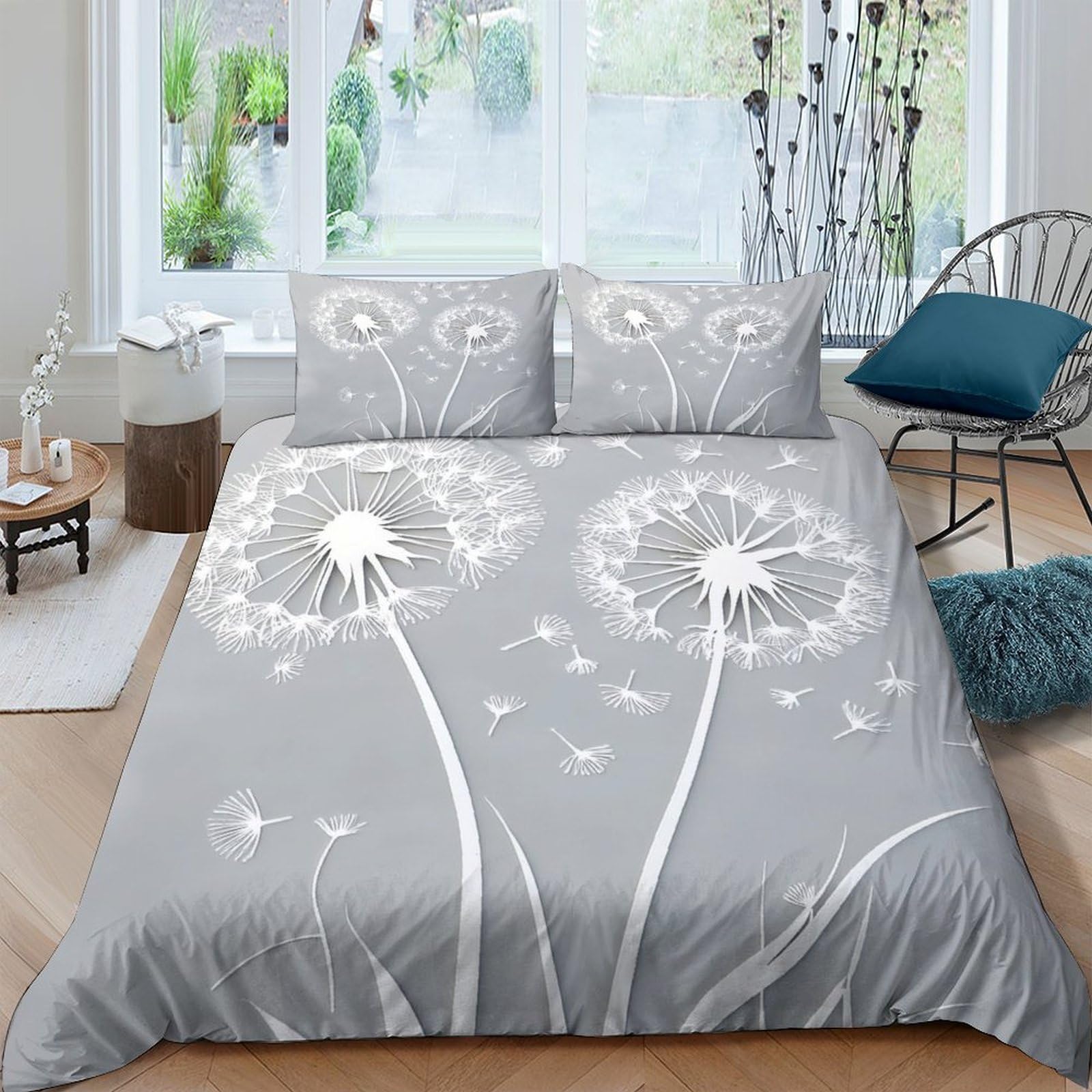 Ctjqhvkz Style-7 3D Printed Dandelion Breeze Fitted Sheet Microfiber Grey Mattress Cover Anti-Slip Easy Care Bedroom Home Decor Adult Teen Single（135X200cm）