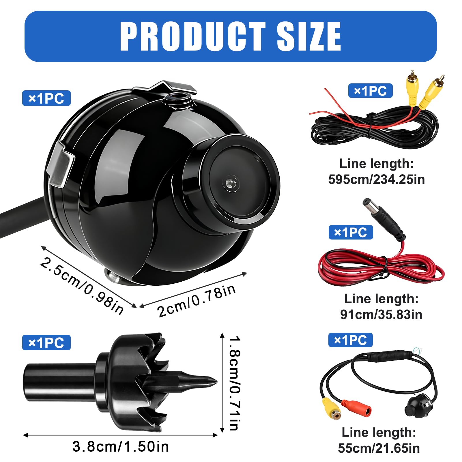 Caméra de Recul Universelle pour Voiture,Mini Caméra de Stationnement Étanche à 360° Grand Angle,Caméra de Recul Voiture avec Capteur Sensible et Installation Facile,Idéale pour SUV,Camionnettes
