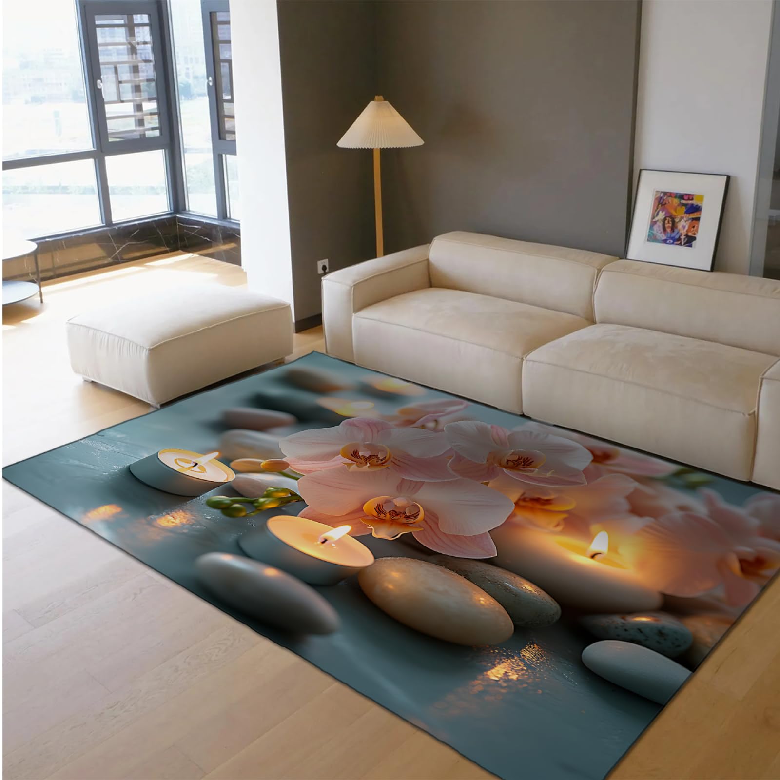 Tapis lavable antidérapant à poils ras mince pour sécuriser et embellir votre salon