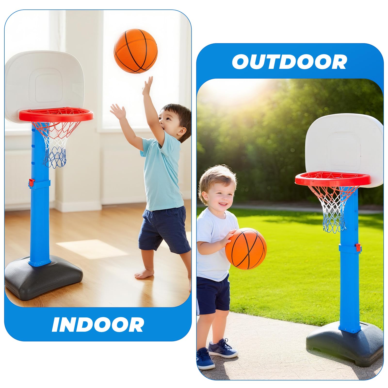 Basketballnetz, kompatibel mit Little Tikes, professioneller, robuster Basketballnetz-Ersatz, geeignet für Standard-Basketballkörbe, Weiß, Rot, Blau