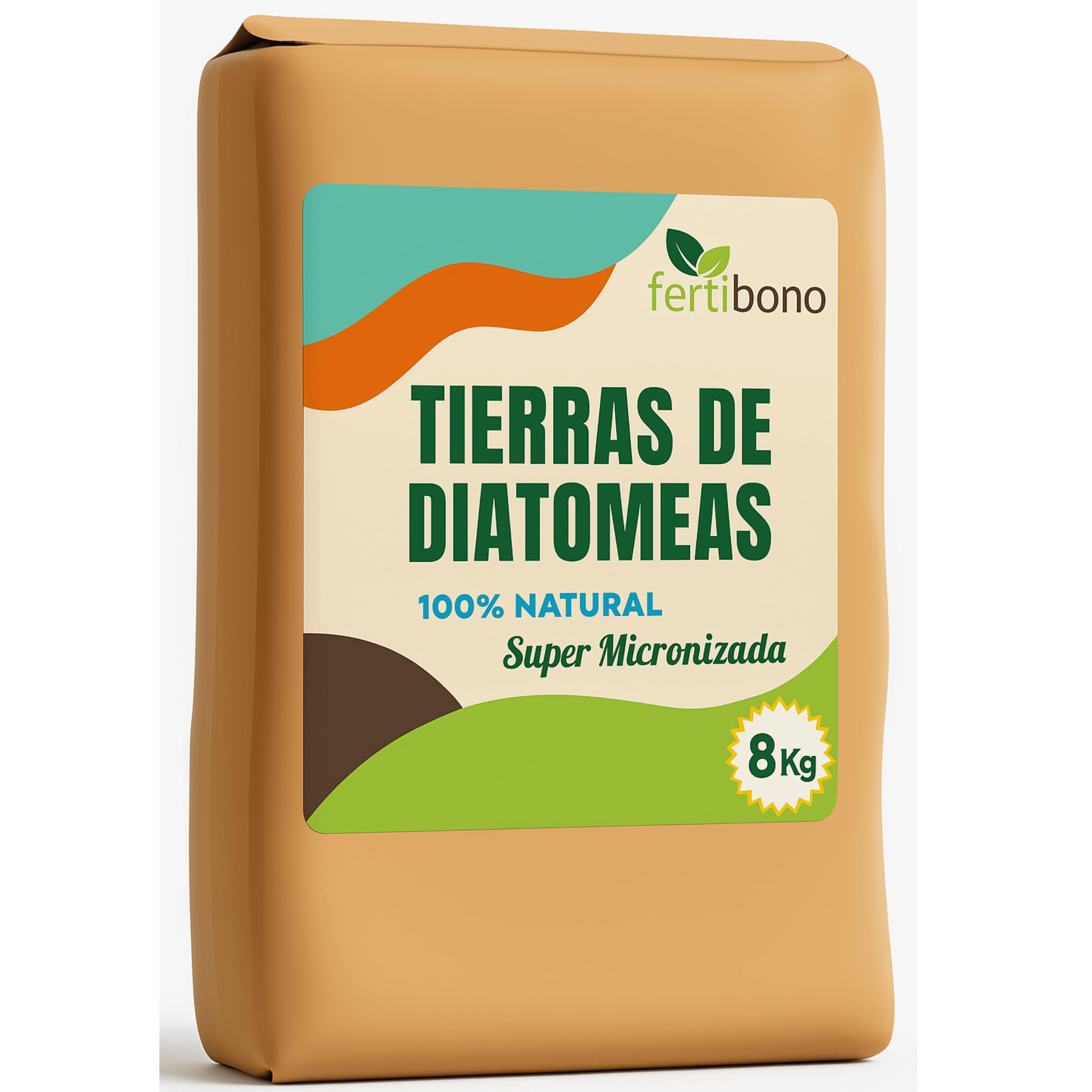 FERTIBONO Tierra de diatomeas 8 kg · Super micronizada · Multiusos para jardín, plantas y gallineros · Polvo natural fácil de aplicar
