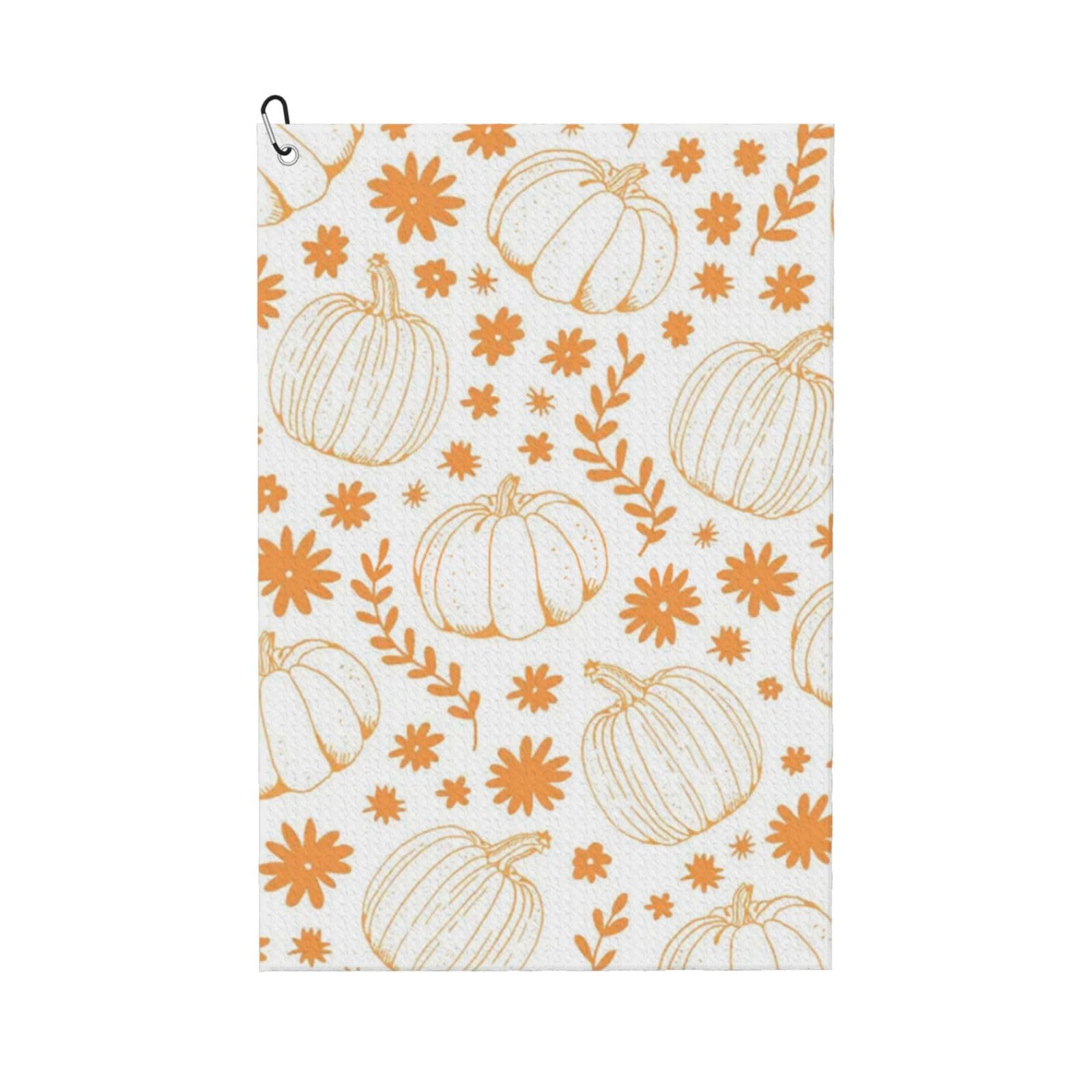 Hnnkloy Autumn Pumpkin Flower Leaf, 16x24 in Portable Waffle Golf Towels with Carabiner Clip for Golf Bag