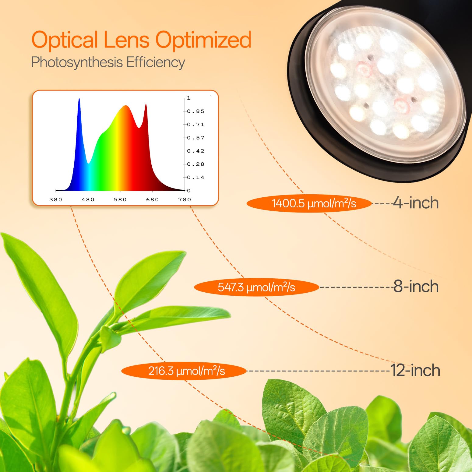 Bstrip - Luz de cultivo para plantas de interior, luz de crecimiento de 65 pulgadas de alto, luz LED de planta no regulable de 18 W con lente óptica, luz de planta de espectro completo con cuello de