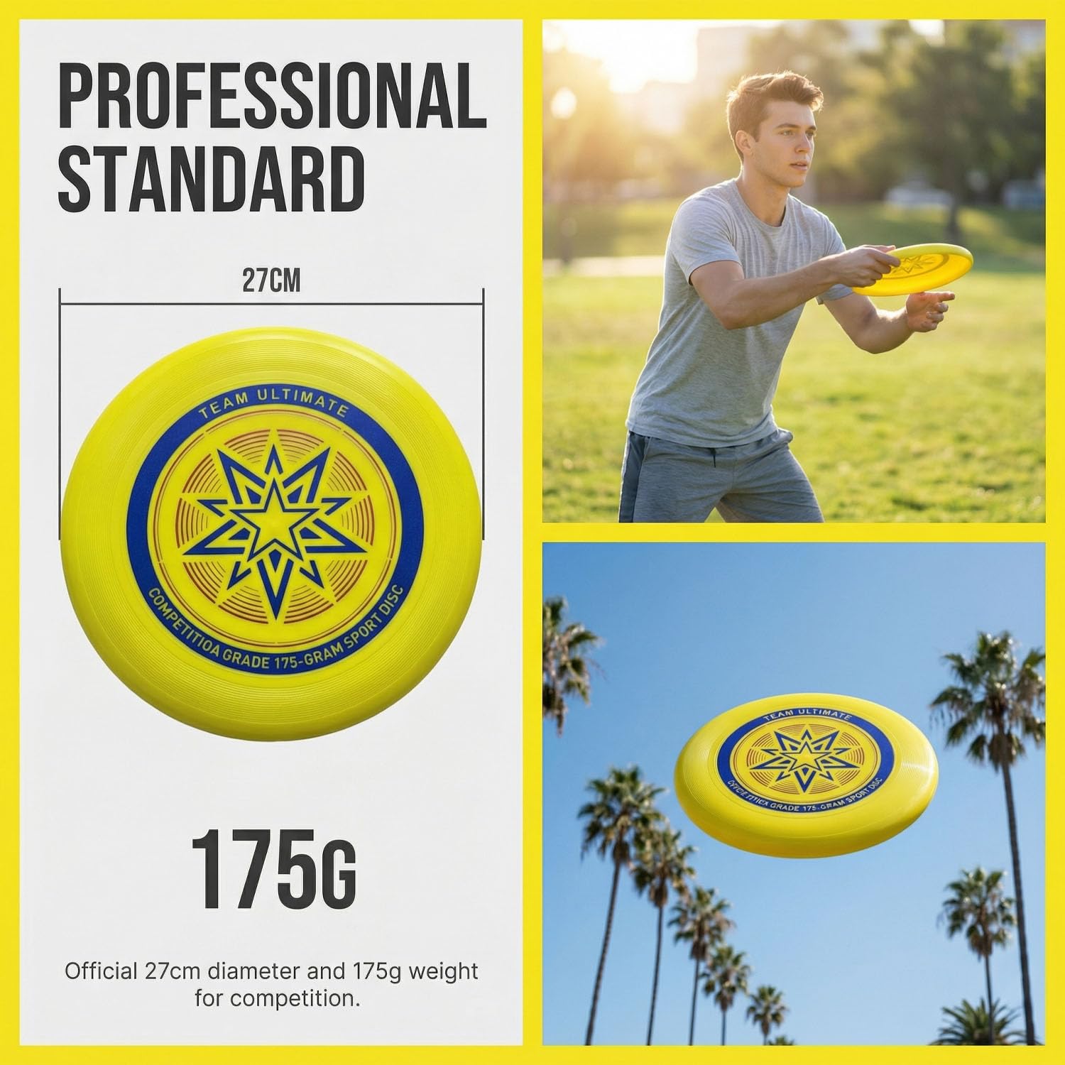 Eurodisc 175g, Ultimate Frisbee, Disque Frisbee, Frisbee Sportif, Disque de Lancer Professionnel, Joueurs Professionnels et Occasionnels Sports de Plein air Amusants
