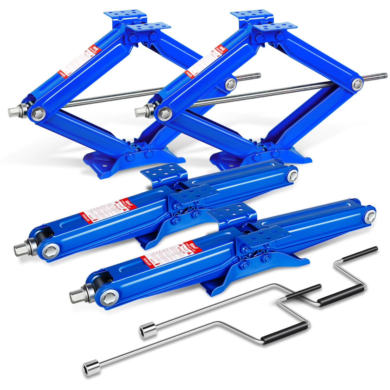DNA MOTORING 4-Pack 5000lbs RV Trailer Stabilizer Leveling Scissor Jacks with Speed Crank Handle, 4-24" Height,Set of 4,Blue,TOOLS-00332