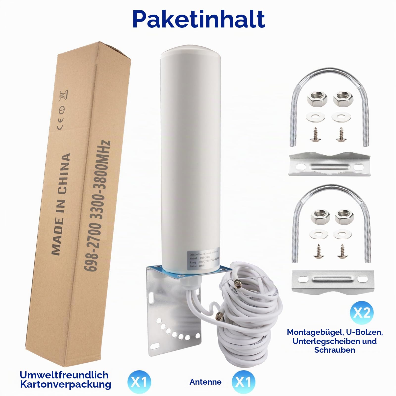 4G 5G LTE Antenne Outdoor 10dBi SMA TS9 Adapter 698-2700 3300-3800MHz High Gain WiFi Antenne Outdoor Low Loss Dual SMA Stecker 5M RG58 Kabel 4G LTE Omnidirektional Router Hotspot