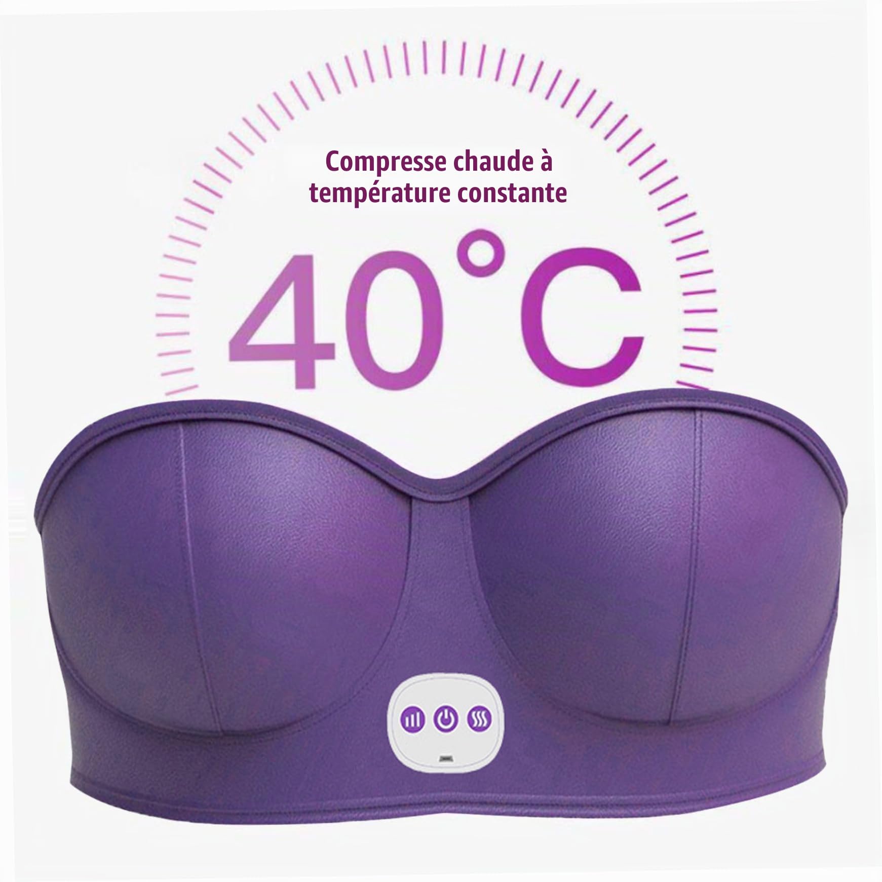 Masseur mammaire USB Masseur de mammaire électrique sans fil 3 Réglage des engrenages Machine de massage confortable de vibration intelligente pour façonner la belle poitrine anti-poitrine viole