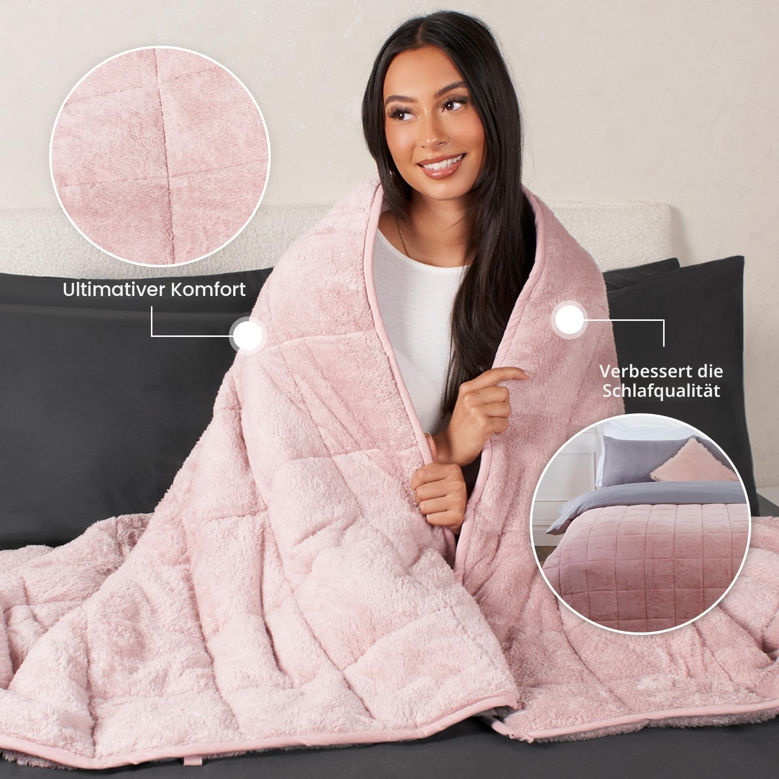 Brentfords Schwere Decke aus Teddy-Fleece 150x200 cm 8 kg Rosa