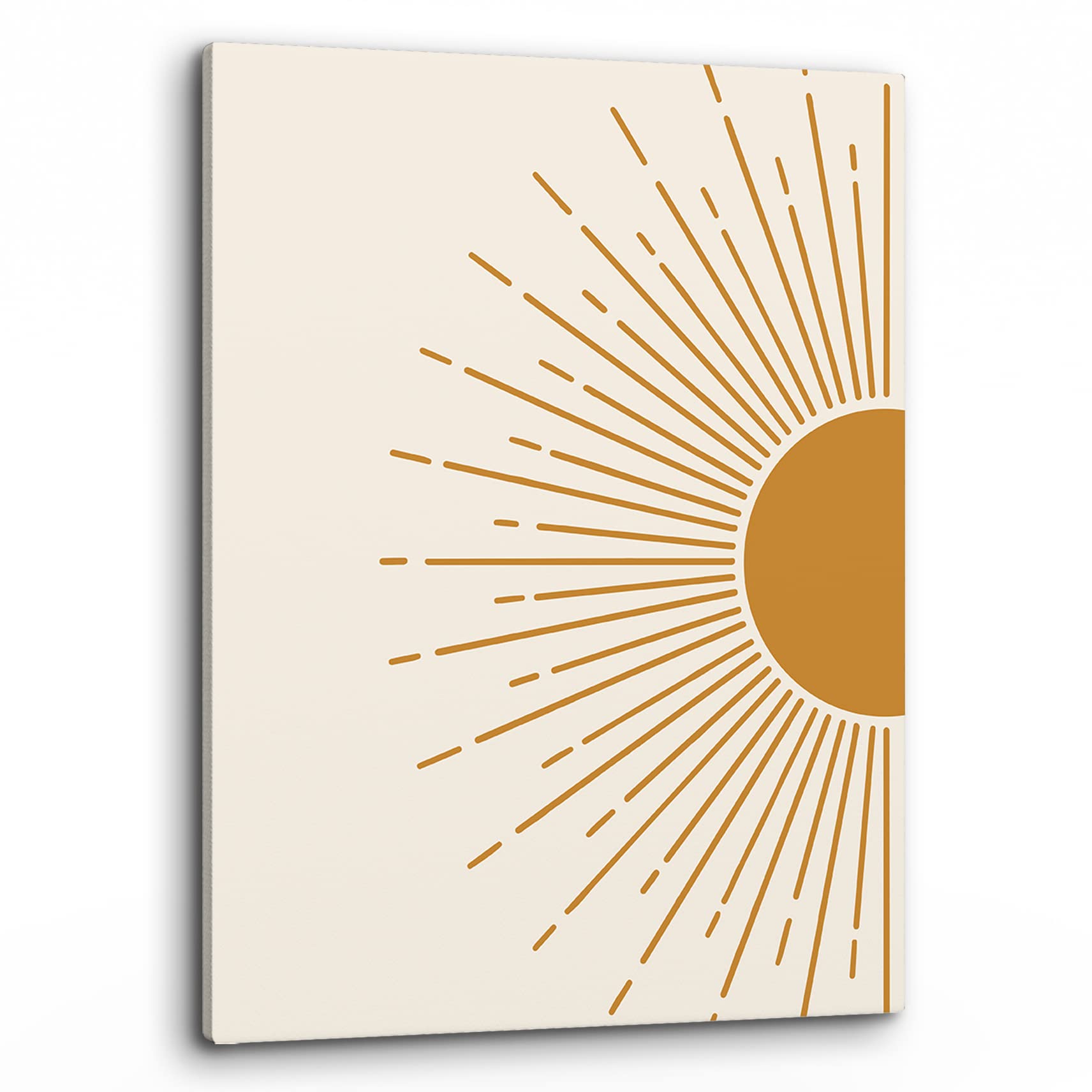 PHAMTEMid Century Modern Boho Sun Wall Art, Minimalist Sun Sunset Sunrise Nursery Print Framed Canvas Painting Artwork Home Bathroom Girls Room Kitchen Office Decor（11x14 Inch）