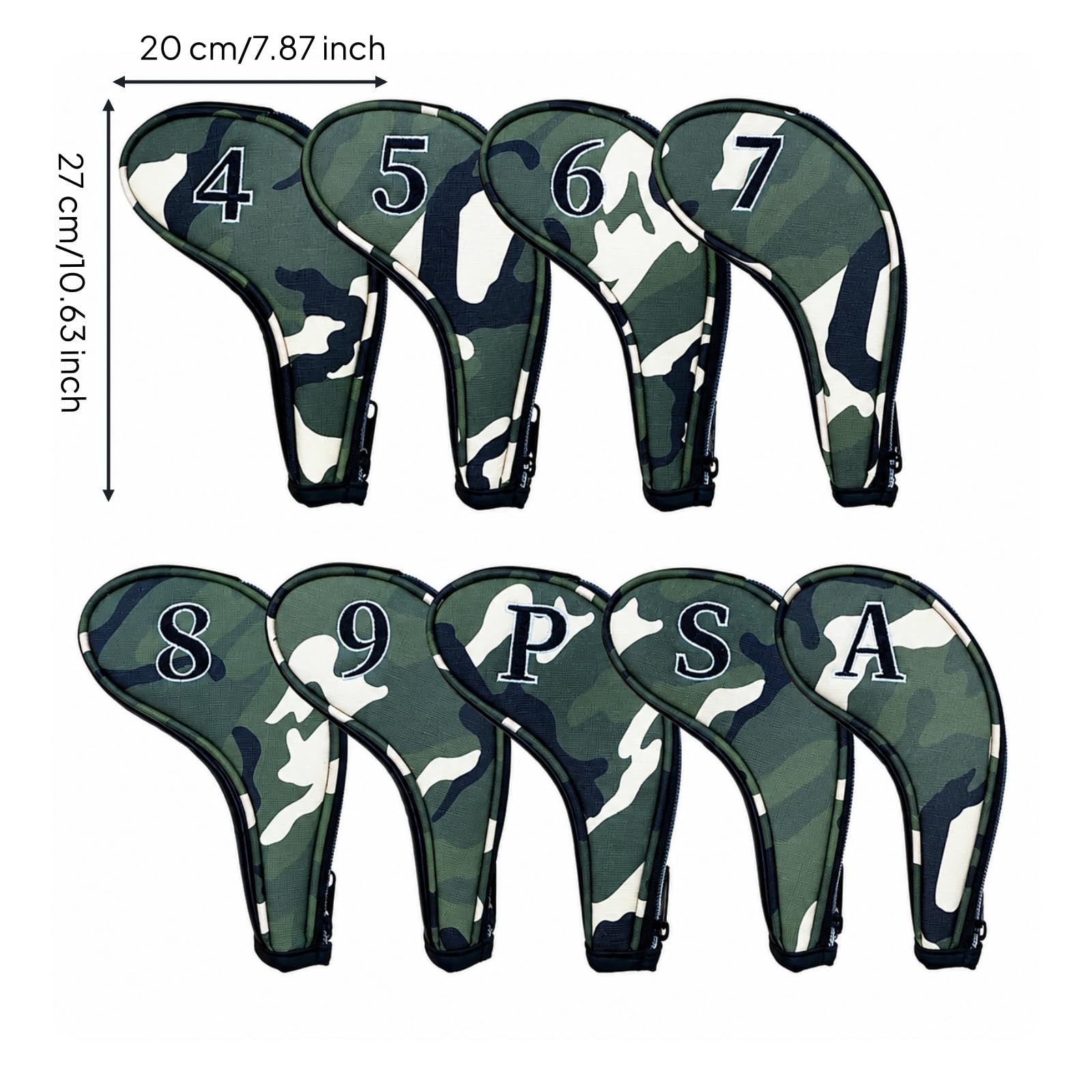 9 Stück Golf Schlägerhülle Eisenabdeckung Headcover Schlägerhaube Schlägerkopfhaube Schützt Beim Transport vor Kratzern Und Stößen aus PU Und Fleece für Golfrunde Training Geschenk