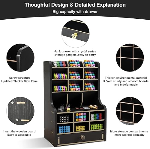 Miniatura 4 de Marbrasse - Portalápices de madera mejorado, organizador de bolígrafos, material de arte y artículos de papelería para escritorio, fácil de montar