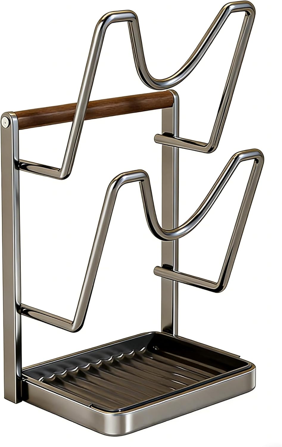 Pot Lid Holder for Stove Top Double-Layer Lid Rack with Drip Tray Multifunctional Spoon Rest & Kitchen Organizer