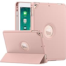 MoKo Case for iPad 6th / 5th Generation 2018 / 2017Model, 9.7 Inch with Apple Pen Holder, Slim Hollow Logo Smart Cover for iPad 9.7 inch, Also Fit iPad Pro 9.7/Air 2/Air, Auto Wake/Sleep, Rose Gold