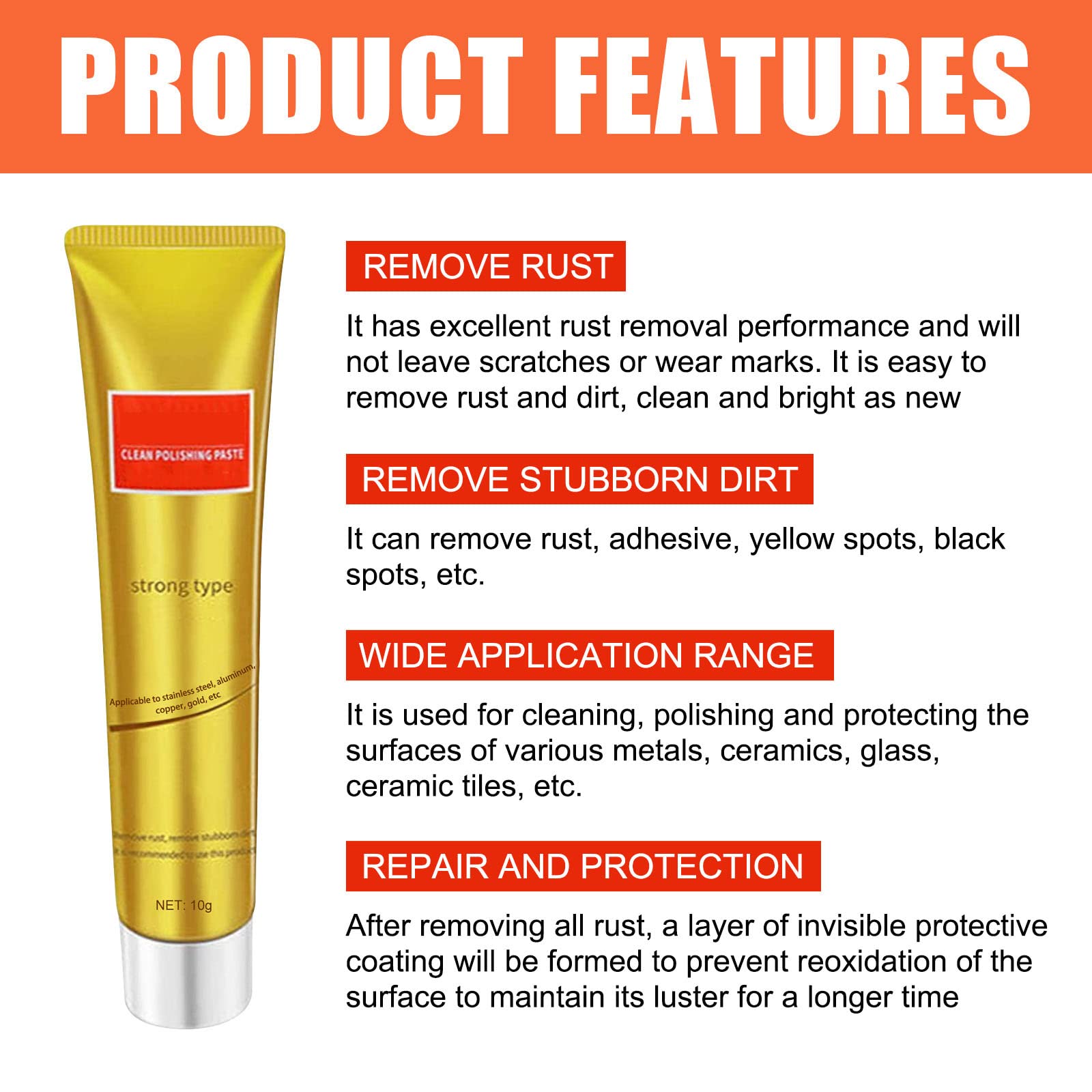 Lux Metal - Pate A Polir Abrasive S Fine Blanc 350 G De Polissage Metal Acier Inox Alu Pour Aluminium Laiton Nettoyage Cuivre Or Argent Polish Chrome Plexiglass Resine Epoxy Plastique Couteau