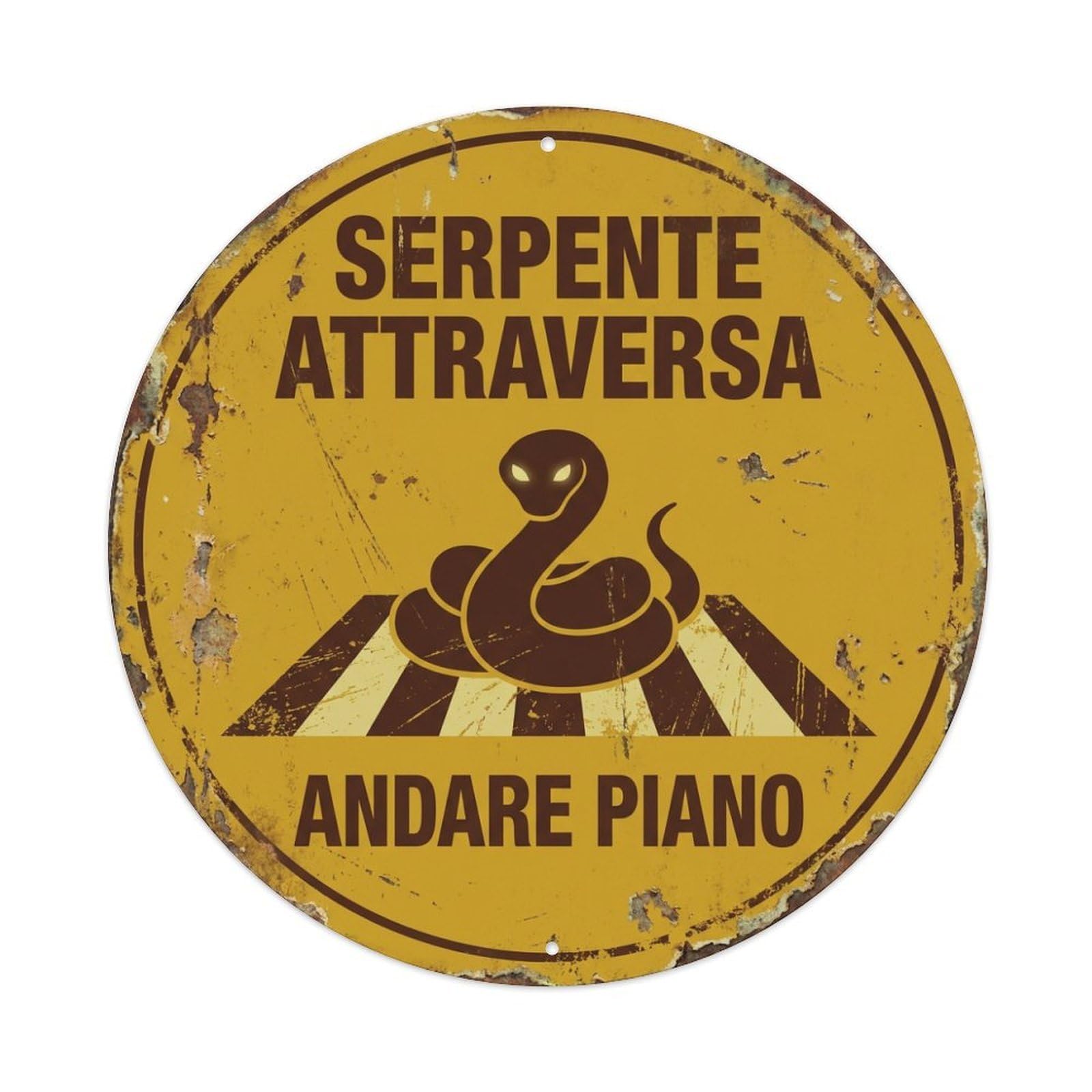 Metal Tin Sign Snake Crossing Andare Piano Cottage