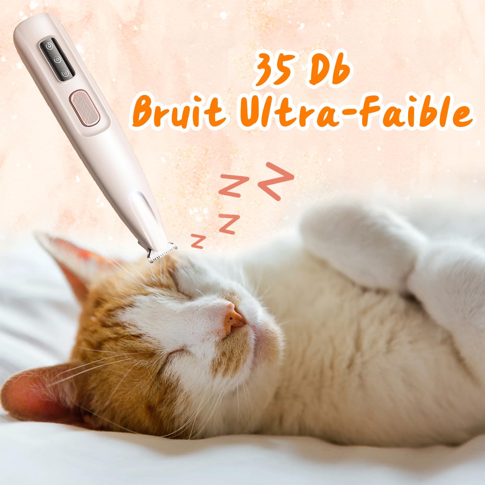 Tondeuse De Toilettage GrosMatou Douceur & Sécurité, Tondeuse Gros Matou Silencieuse, Tondeuse Pattes Chien Chat, Coupe Poils Animaux Avec Lumière LED, Rechargeable USB, étanche (1PCS)